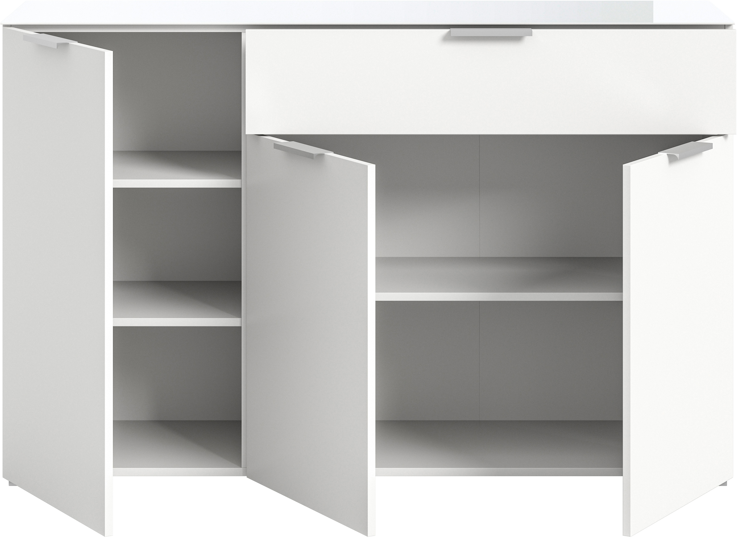 INOSIGN Sideboard »Raio, Breite 135 cm, 3 Türen, 1 Schubkasten, Oberboden mit Glasplatte«, Anrichte, Kommode, Schrank