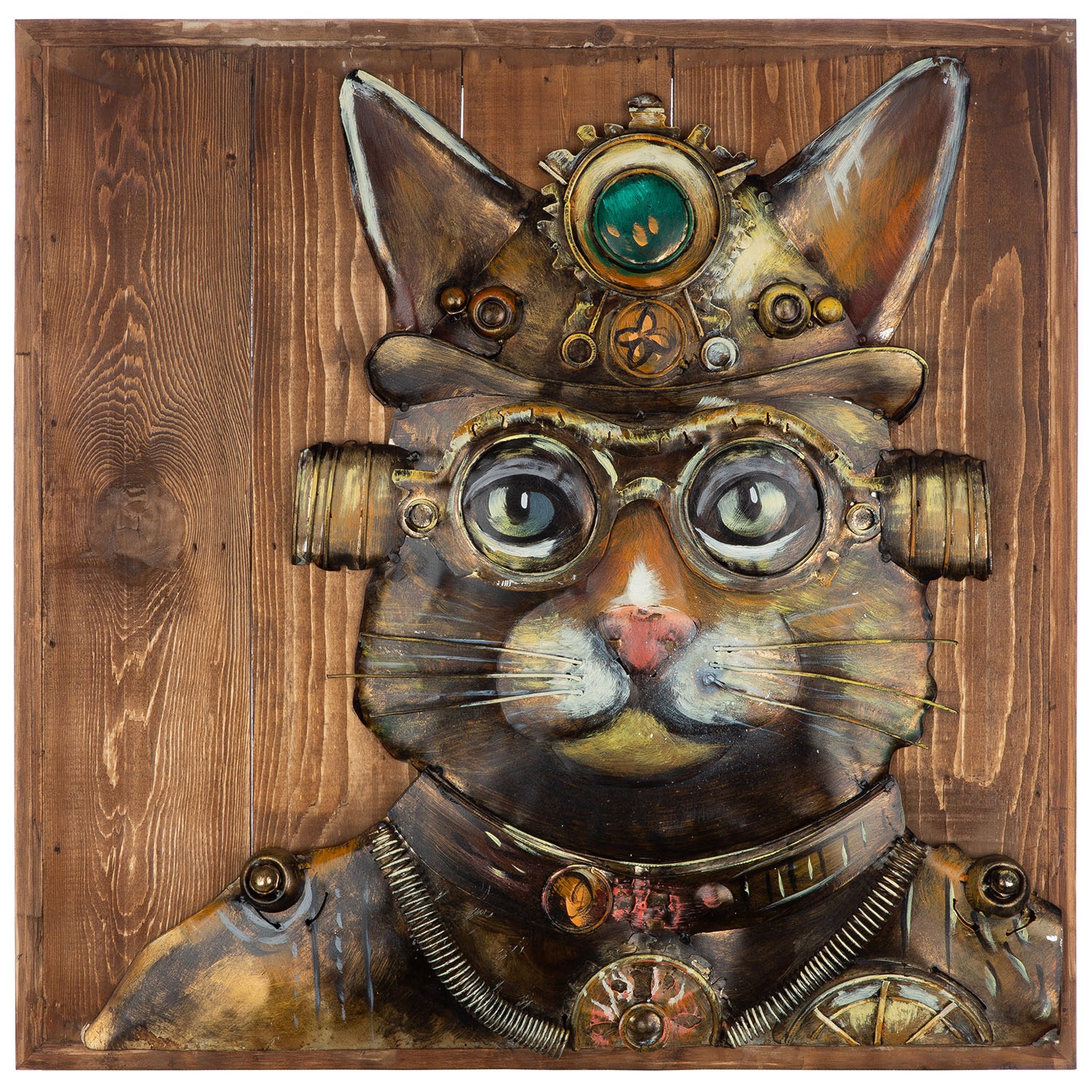 Image of GILDE Leinwandbild "Bild quadratisch Steampunk Cat" Tiere 1 Stk. tlg.
