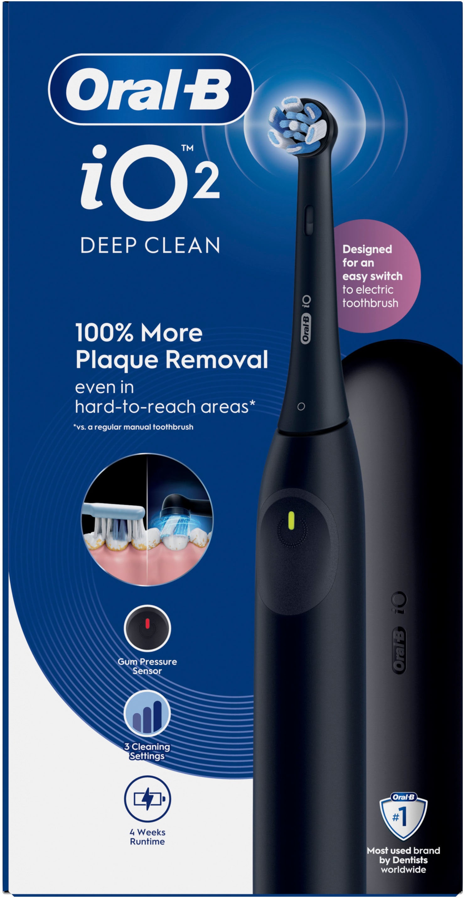 Oral-B Brosse à dents électrique »iO Series 2« 1 cuis Aufsteckbürsten pour un nettoyage optimal, étui de voyage