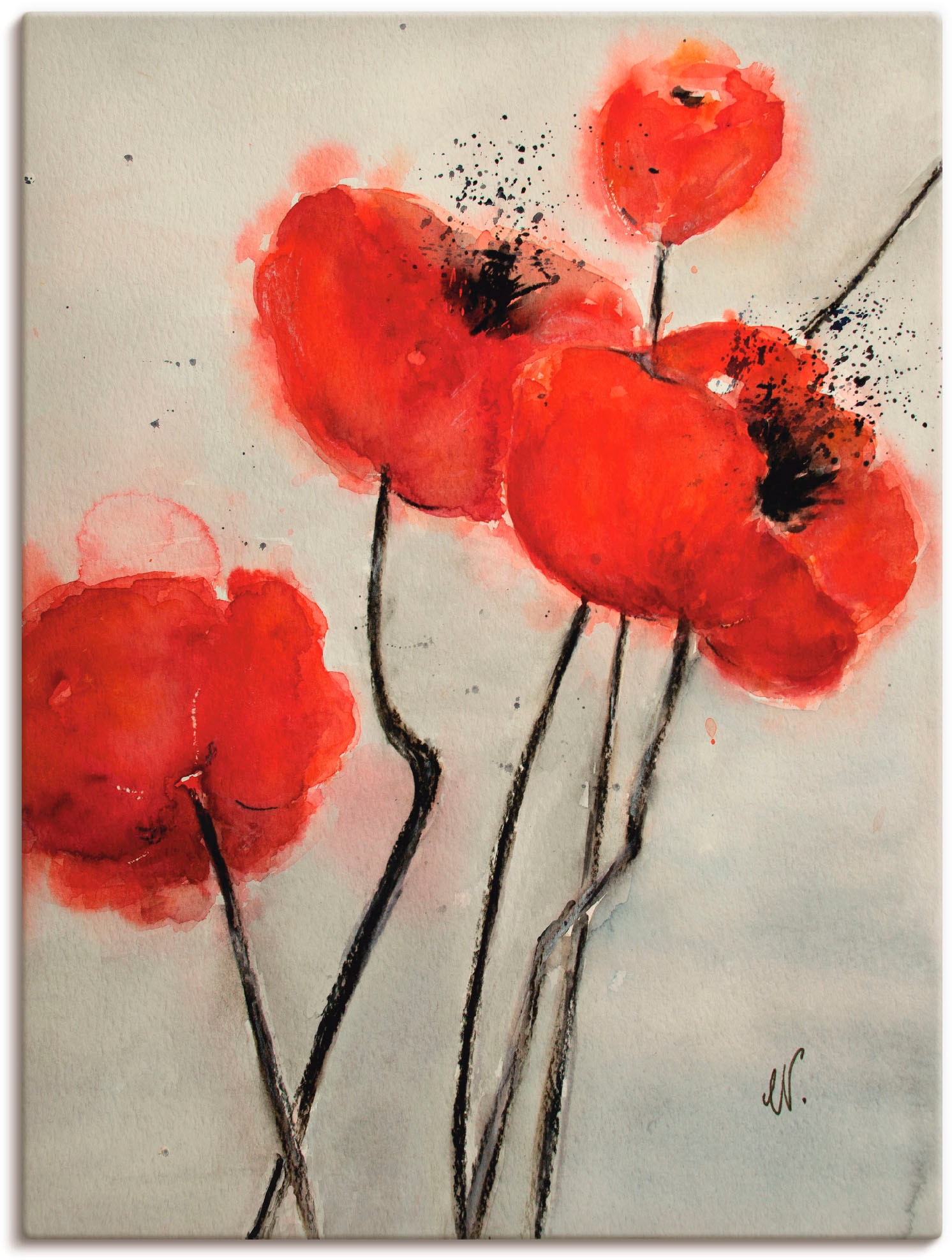 Image of Artland Wandbild "Roter Mohn" Blumen 1 Stk. tlg. als Leinwandbild, Poster in verschied. Grössen