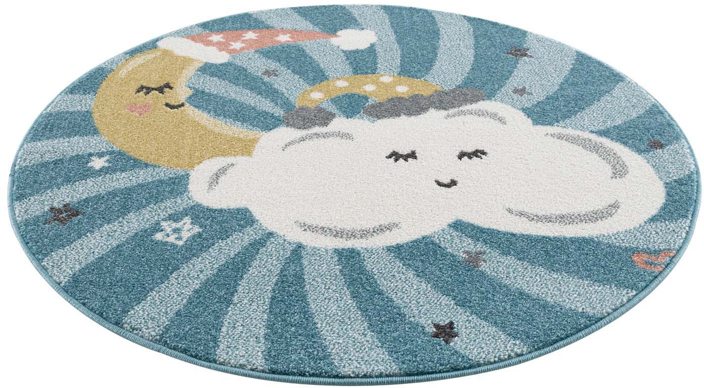 Image of Carpet City Kinderteppich »Anime9380«, rund, 11 mm Höhe, Teppich Mond, Wolken, Sterne, Weicher Flor, ideal für Kinderzimmer & Babyzimmer bei Ackermann Versand Schweiz