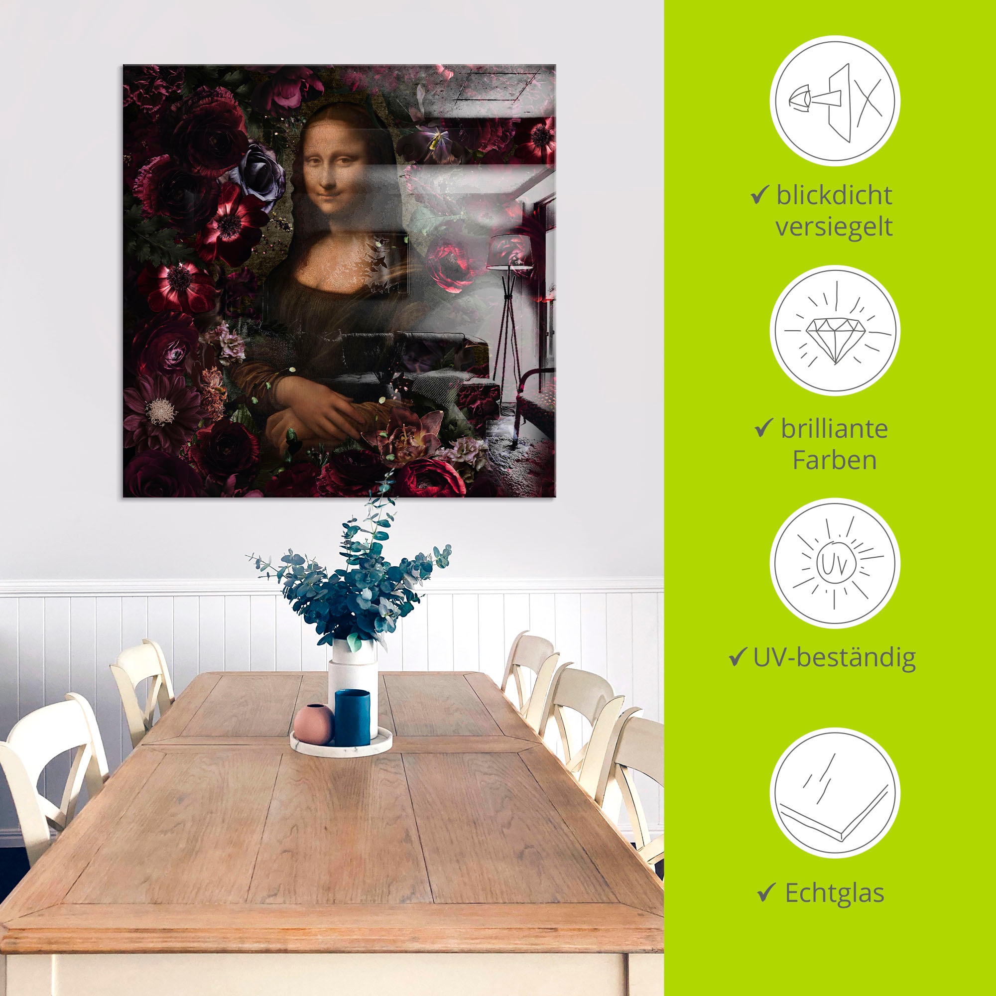 Artland Glasbild »Mona Lisa - Da Vinci Adaption« Portrait 1 Stk. tlg. in verschiedenen Grössen