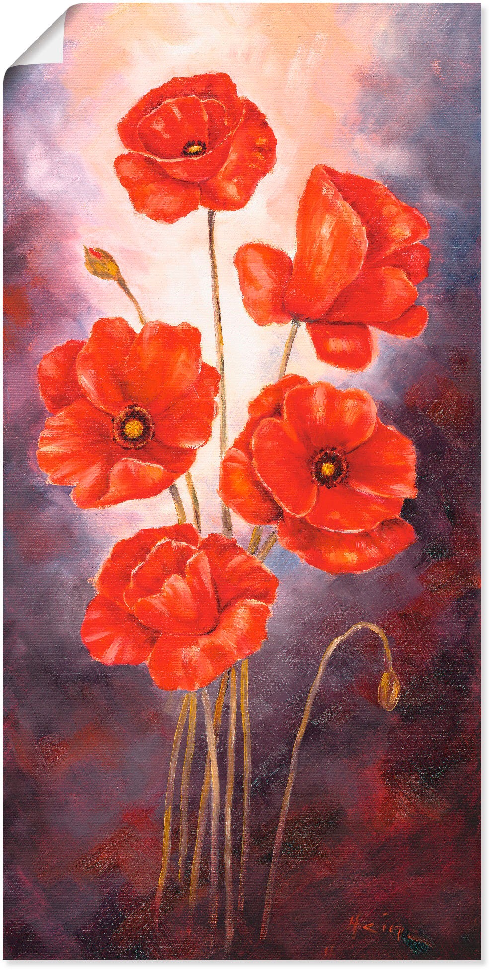 Image of Artland Wandbild "Mohn V" Blumen 1 Stk. tlg. als Leinwandbild, Poster in verschied. Grössen