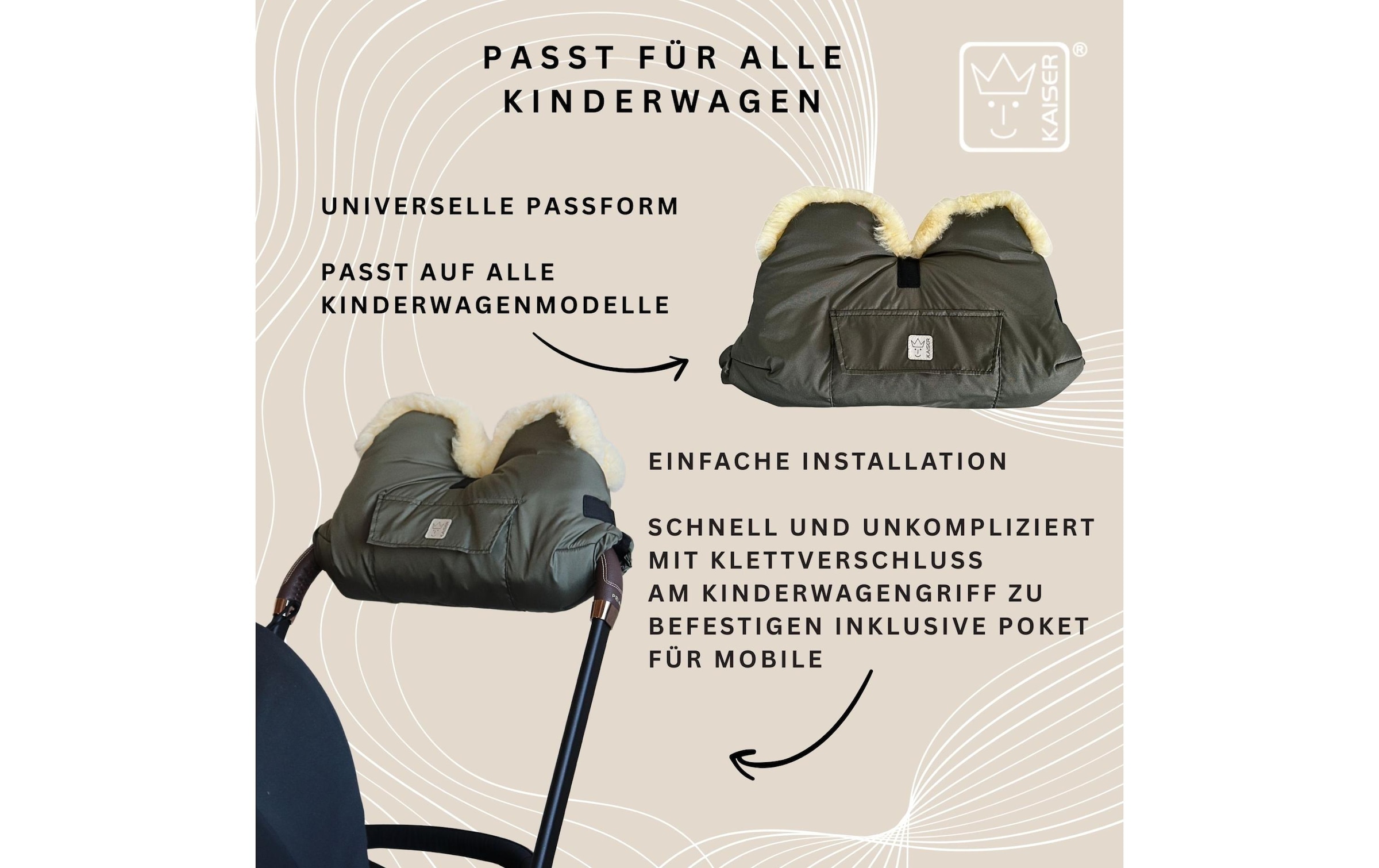 Kaiser Chauffe-mains pour poussette »Lammfell Big«