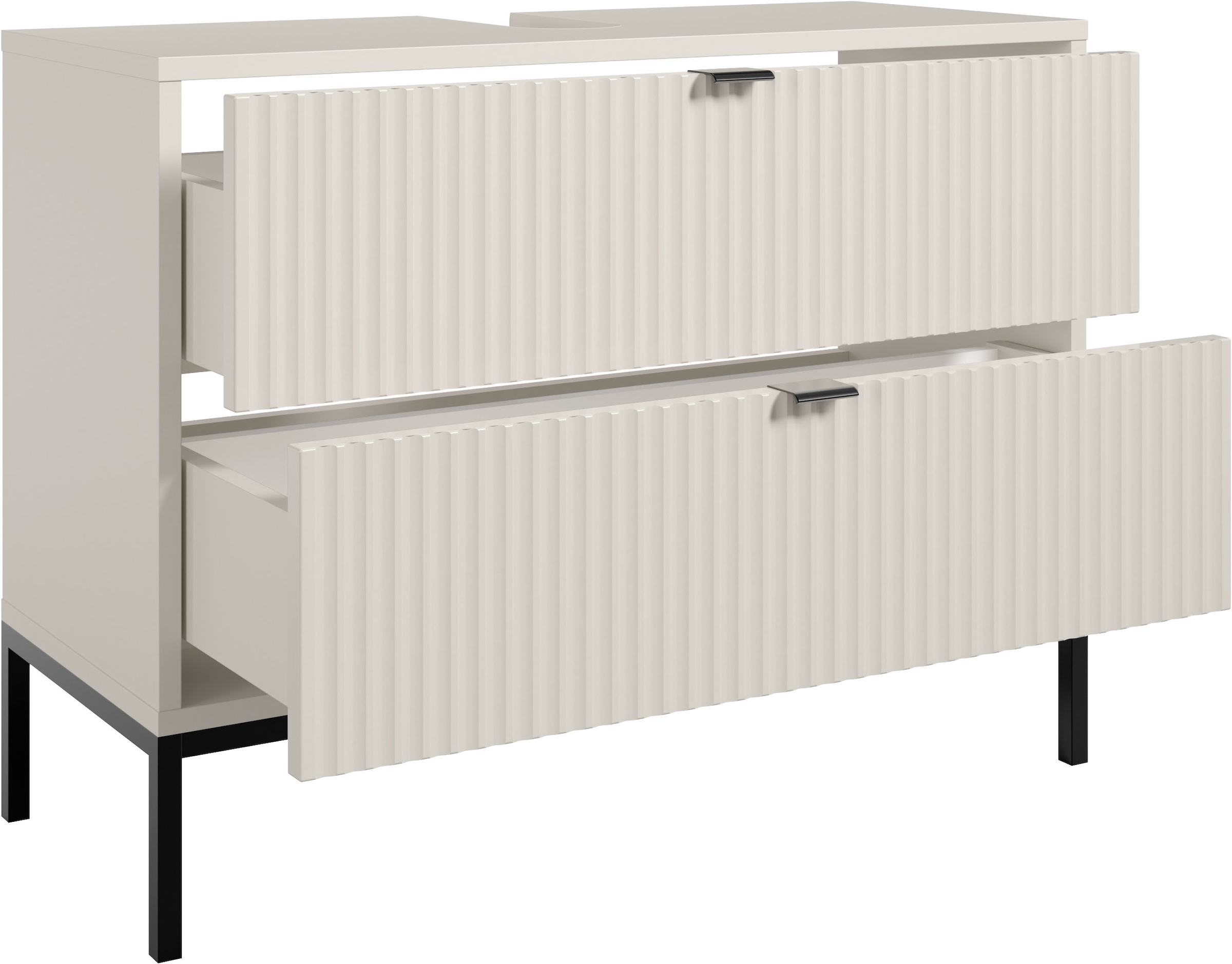 BASIC by Balculina Armoire sous lavabo »Lucera BxHxT 80x60x32 cm« 1 cuis tlg. Largeur 80cm, tiroir sous plan, pieds en métal