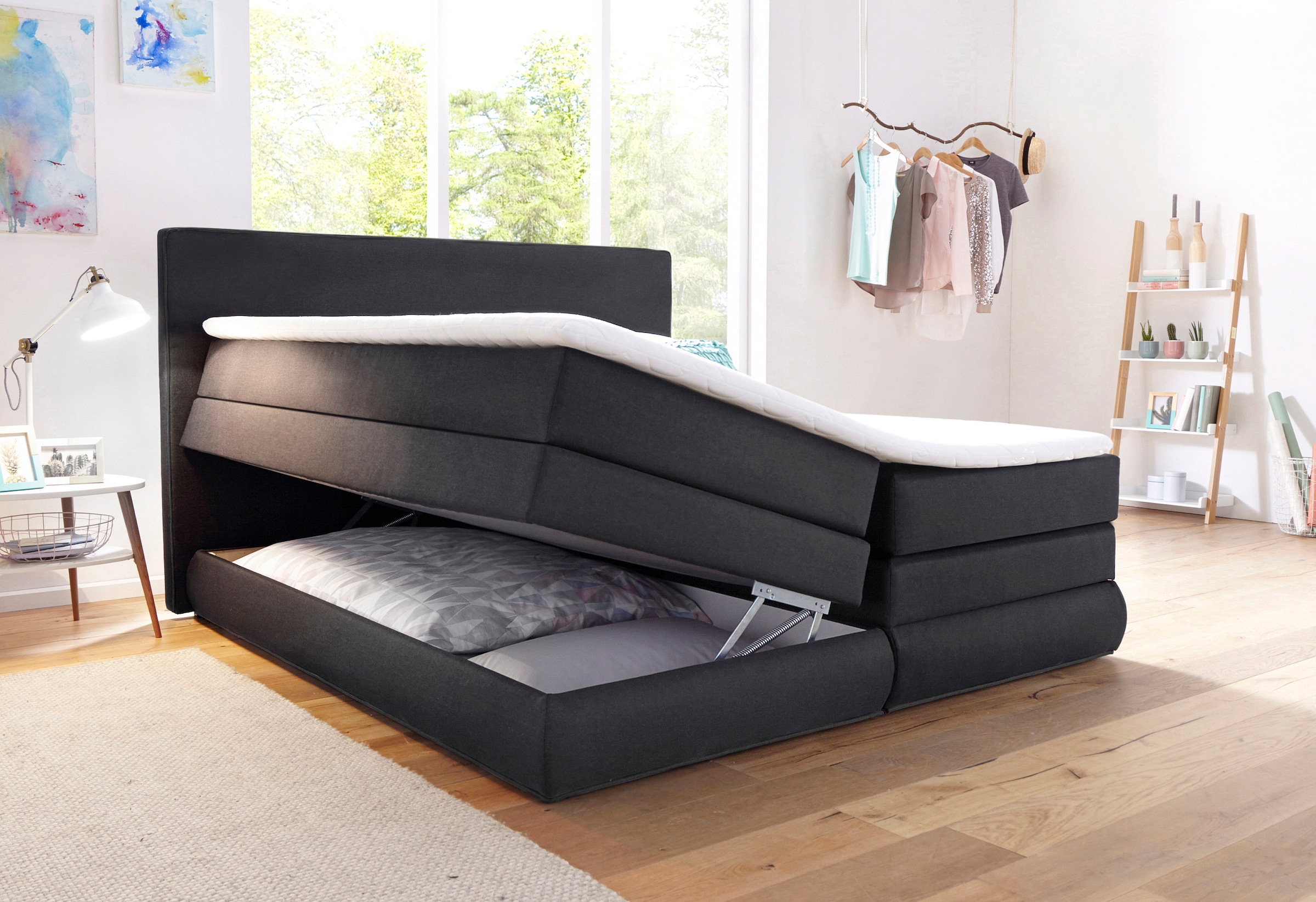 COLLECTION AB Boxspringbett »Ninoni« inkl. Bettkasten, Topper und wahlweise mit LED-Beleuchtung