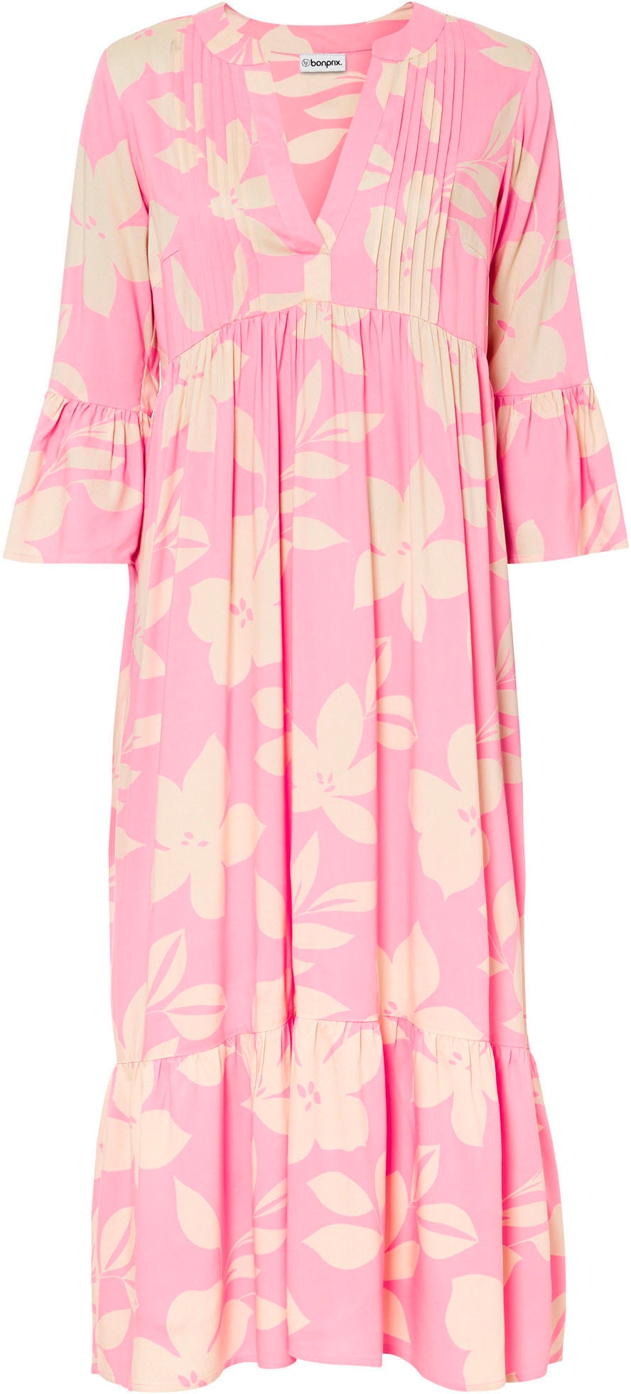 bonprix Maxikleid »Maxikleid aus fliessender Viskose« für modischen Auftritt, aus Viskose, A-Linie, 3/4-Ärmel