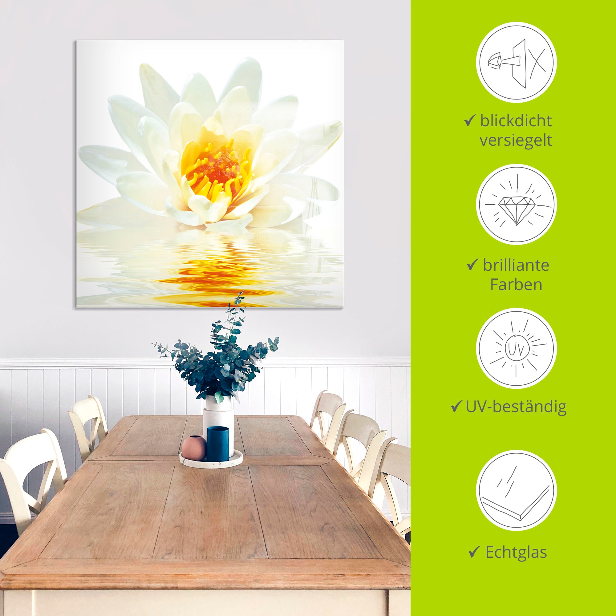 Artland Glasbild »Lotusblume schwimmt im Wasser« Blumen 1 Stk. tlg. in verschiedenen Grössen