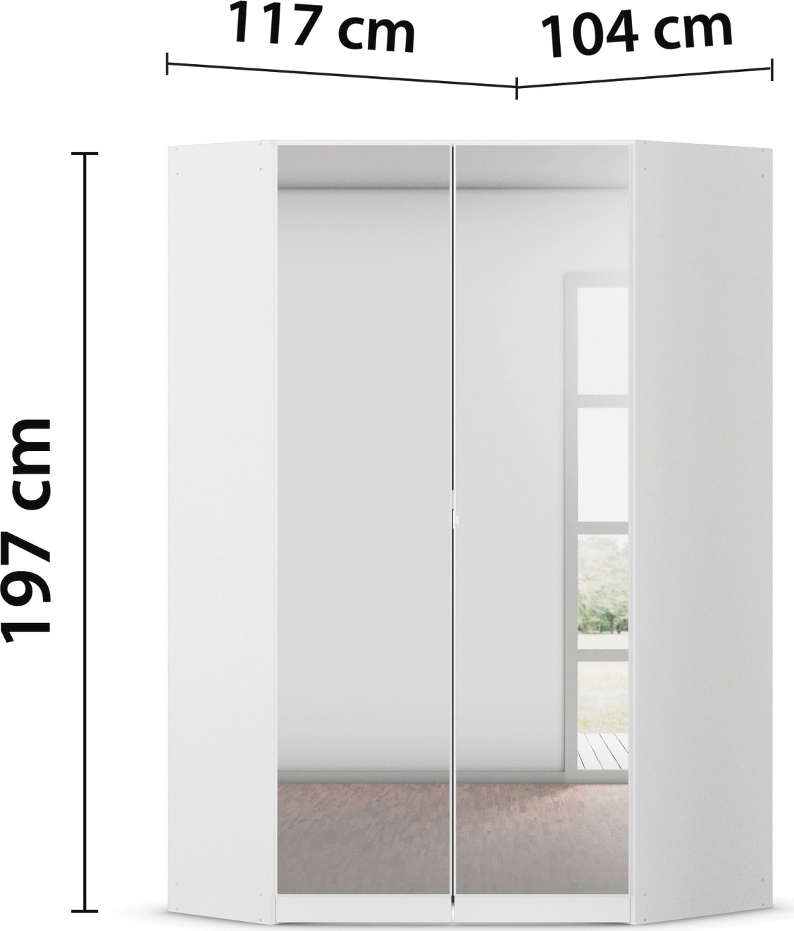 rauch Eckkleiderschrank »Kleiderschrank Schrank Garderobe Wäscheschrank COSTA Grösse 117x104 cm« in 3 Ausstattungen BASIC/CLASSIC/PREMIUM,  mit Spiegel, voll ausgestattet mit viel Stauraum MADE IN GERMANY