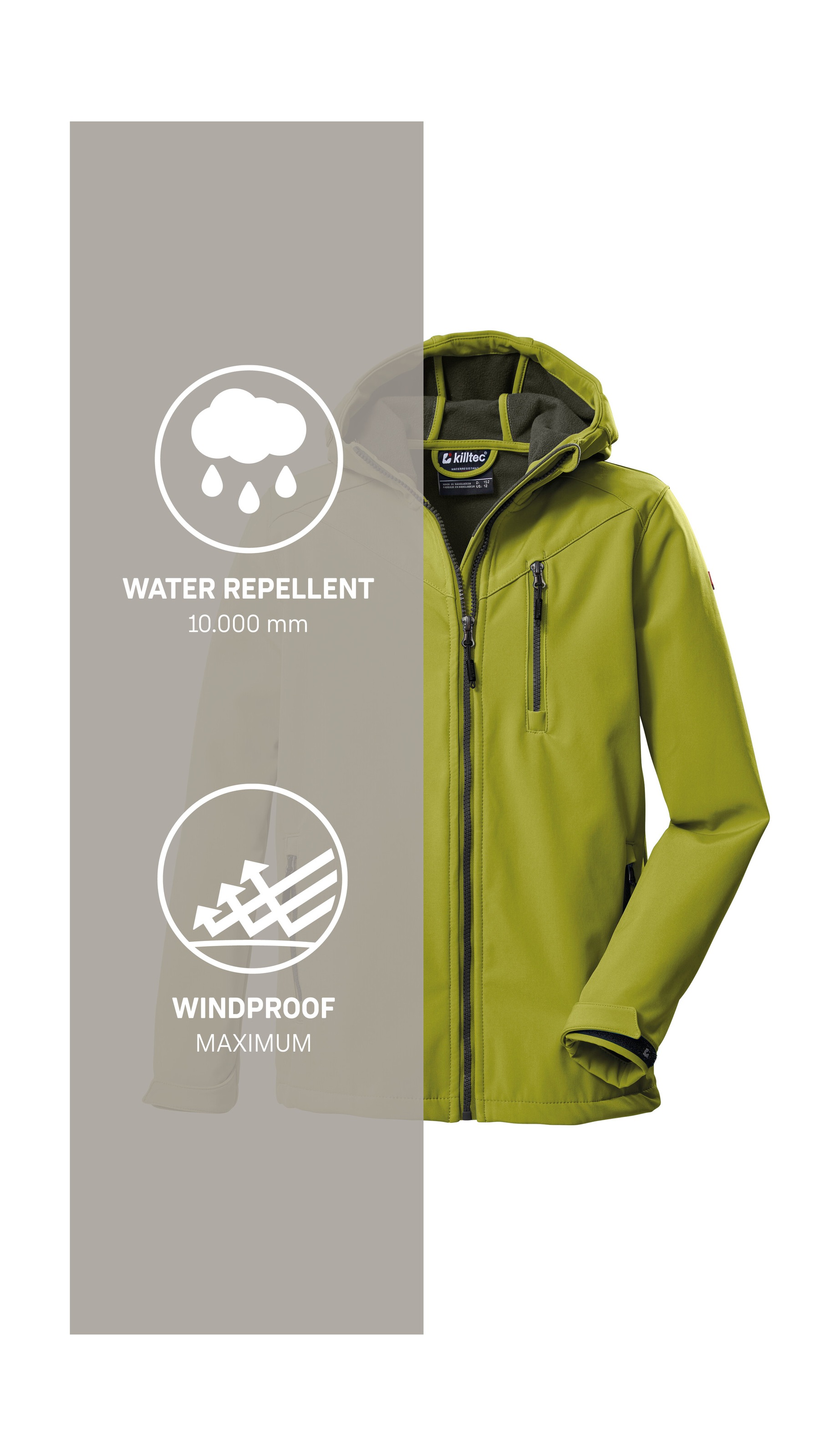 Killtec Softshelljacke »Boys Softshelljacke«, Wasserabweisende Softshelljacke mit Kapuze, Fleece und PFAs-frei