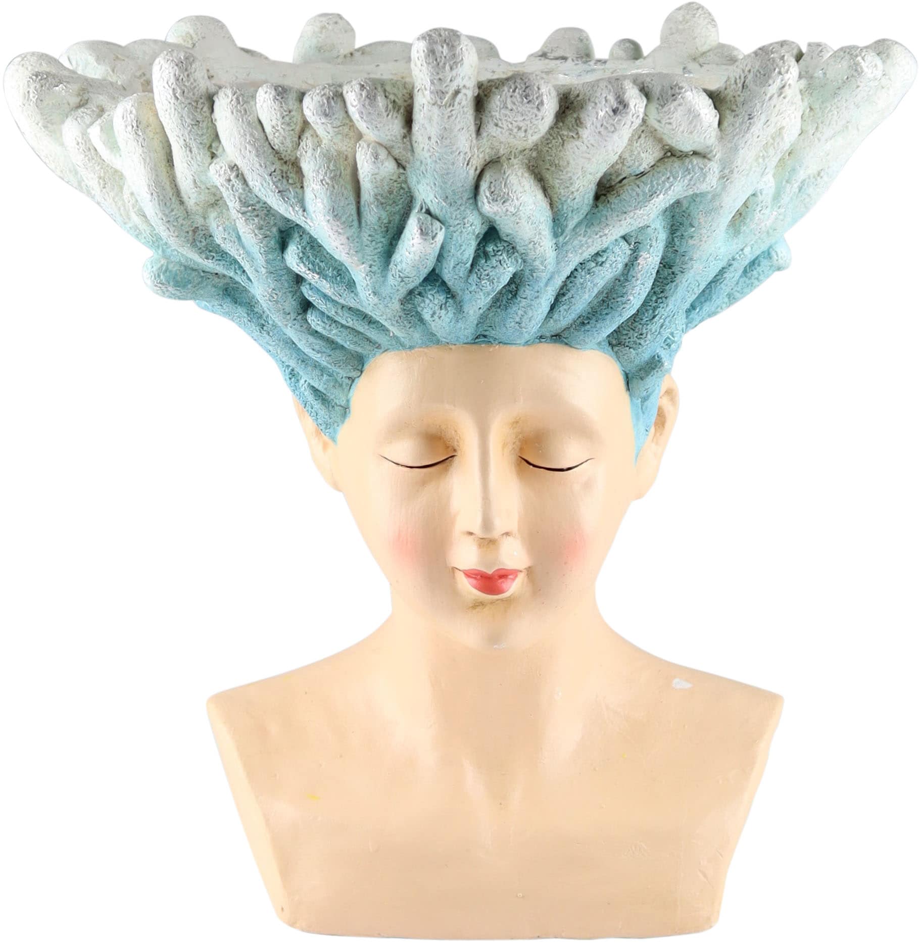 Image of AM Design Dekofigur "Frauenkopf mit Korallen aus Polyresin" handgefertigte Osterdekoration