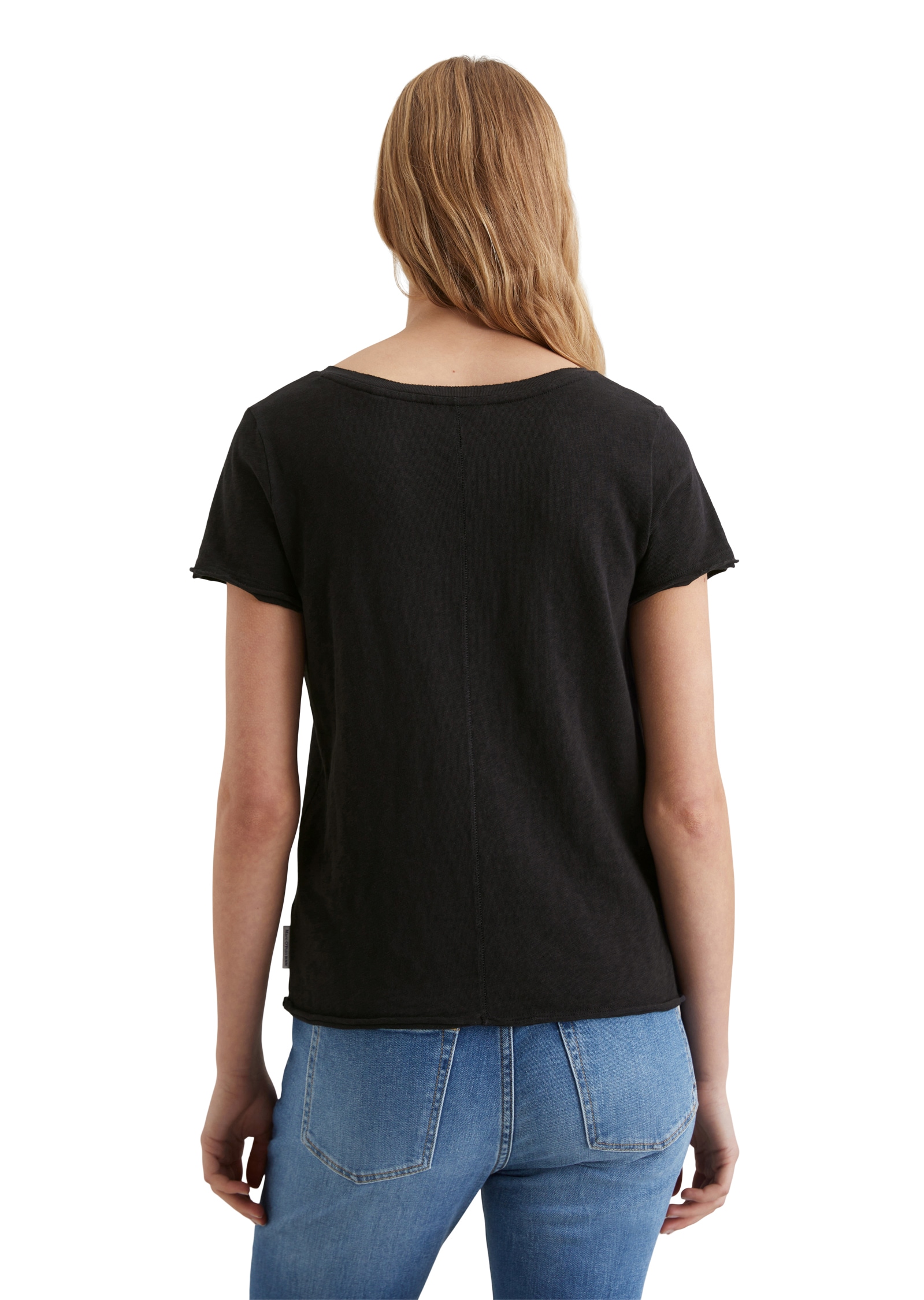 Marc O'Polo DENIM T-Shirt mit  abgerundetem V-Neck