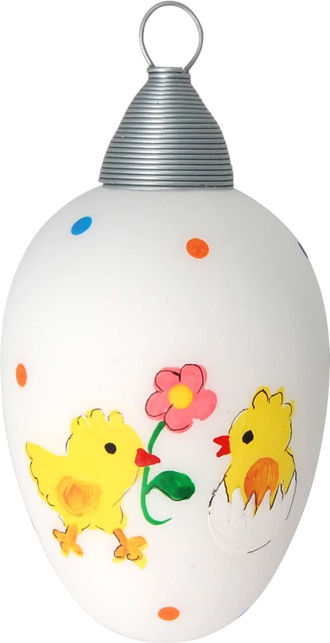 Krebs Glas Lauscha Osterei »Henne mit Eiern und Küken, Osterdekoration, Frühling« Mundgeblasenes und handbemaltes Glas, Made in Germany