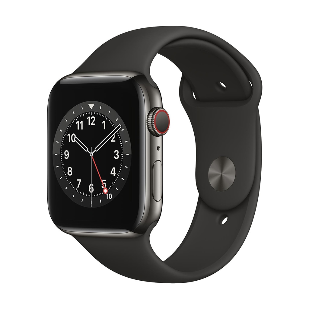 Image of Apple Smartwatch »Serie 6, GPS Cellular, 44 mm Edelstahl-Gehäuse mit Sportarmband«, (Watch OS M09H3FD/A) bei Ackermann Versand Schweiz