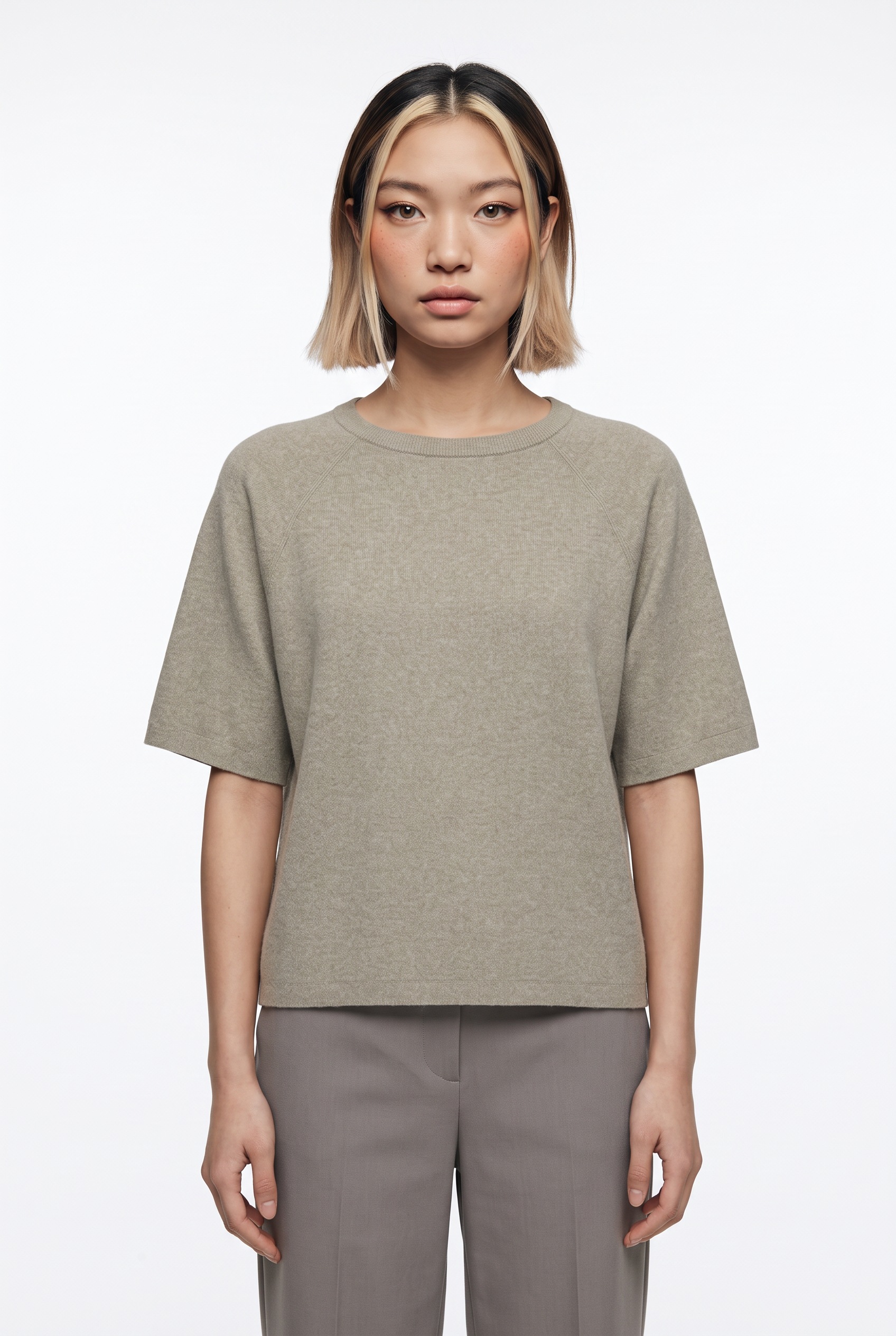 Image of pieces Kurzarmpullover "PCBREE SS O-NECK KNIT NOOS BC" Materialmix, regular fit