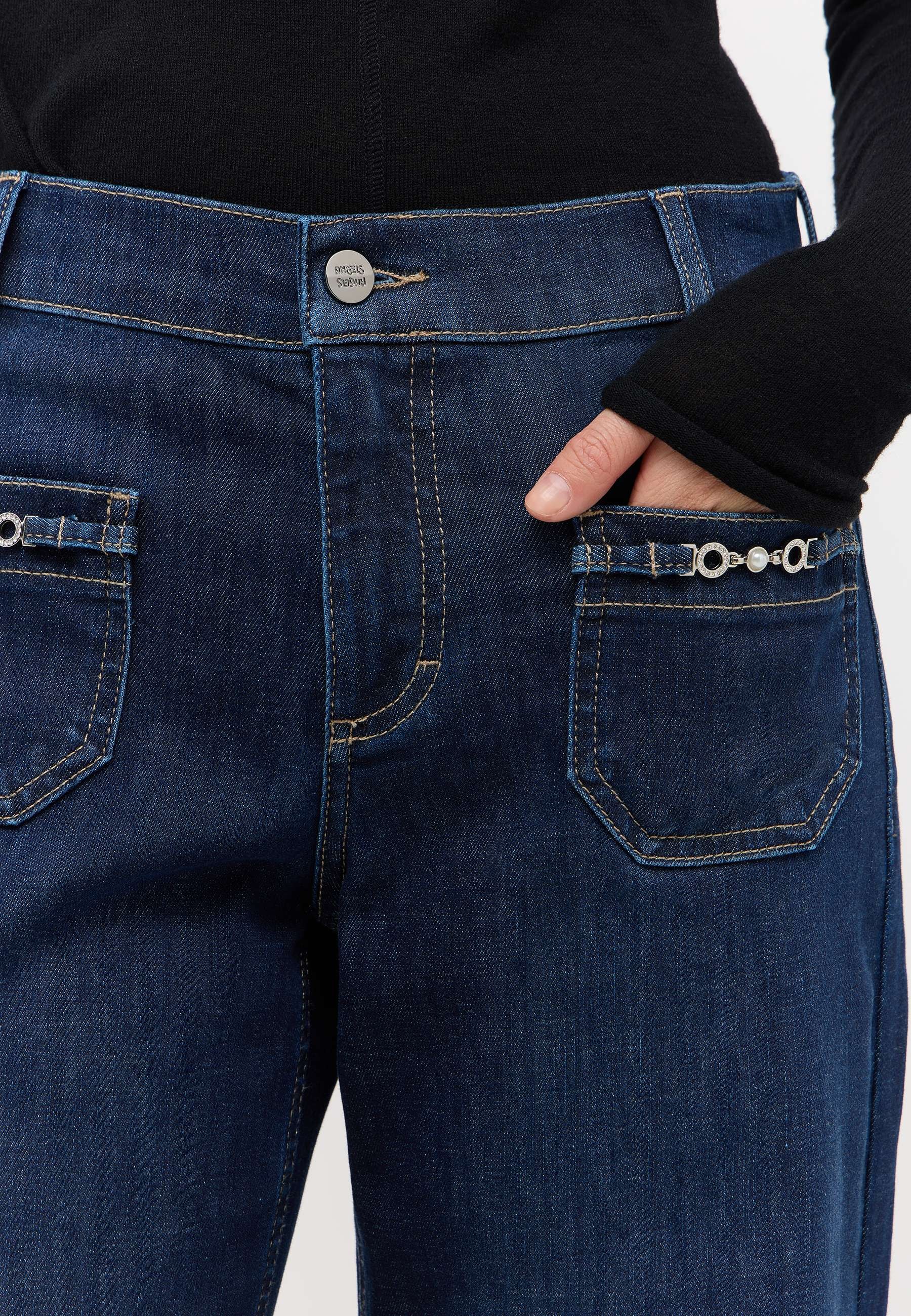 ANGELS Jeans droit »LIZ GLORY« Pantalon jambe large, avec éléments décoratifs sur les poches avant,