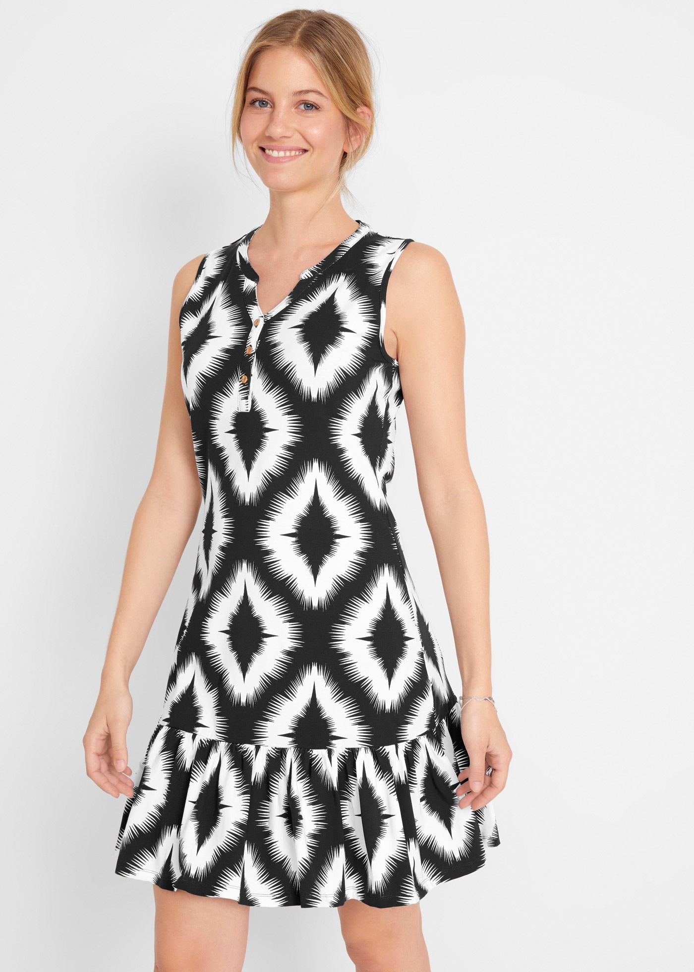 Image of bonprix Jerseykleid "Jerseykleid aus softem Baumwoll-Mix" für eleganten Look, aus Baumwolle und Elasthan, Regular Fit