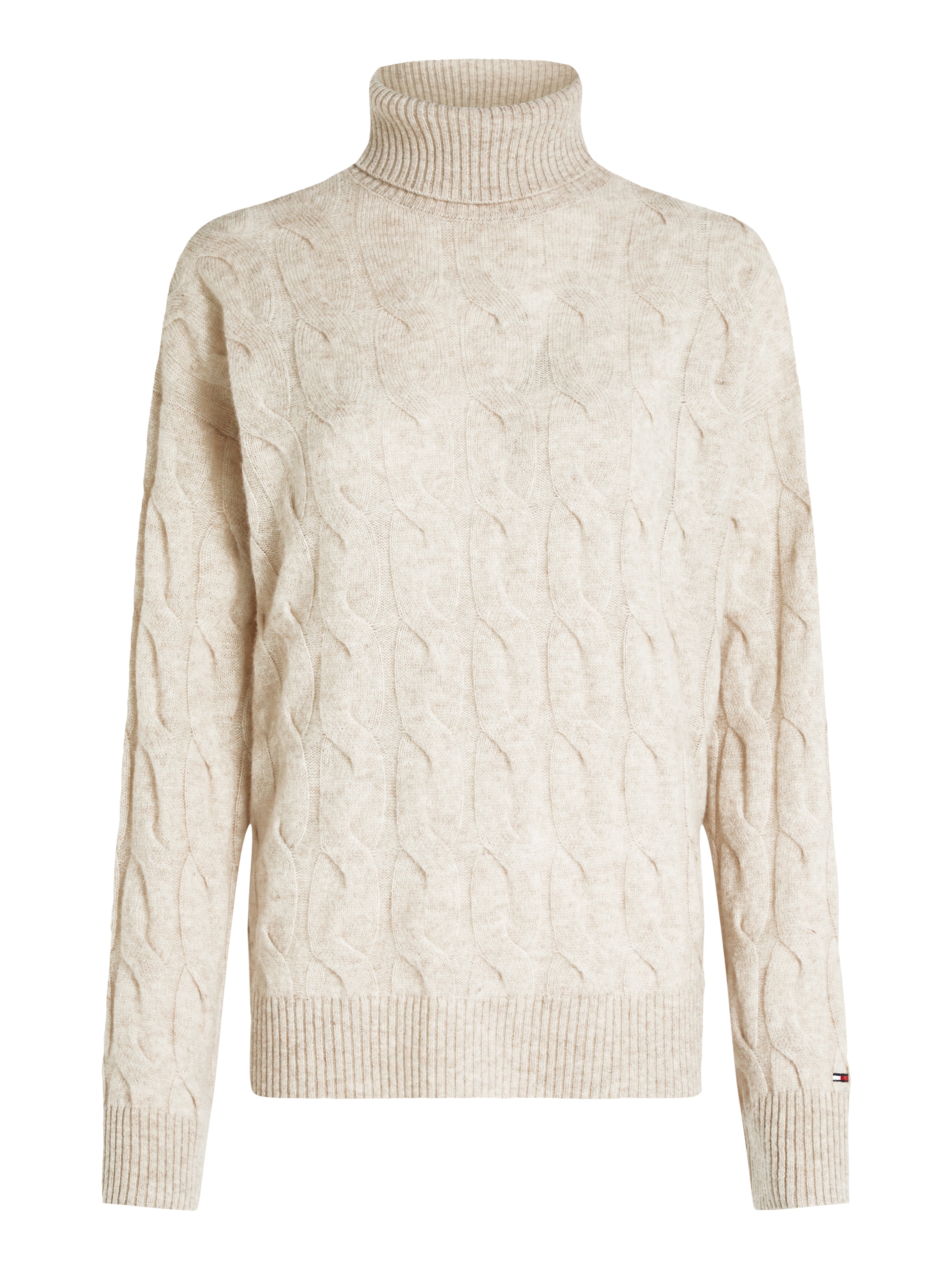 Tommy Hilfiger Curve Rollkragenpullover »CRV SOFT WOOL C Sweater«, in Grossen Grössen, mit Logostickerei am Ärmel, aus 100% Wolle