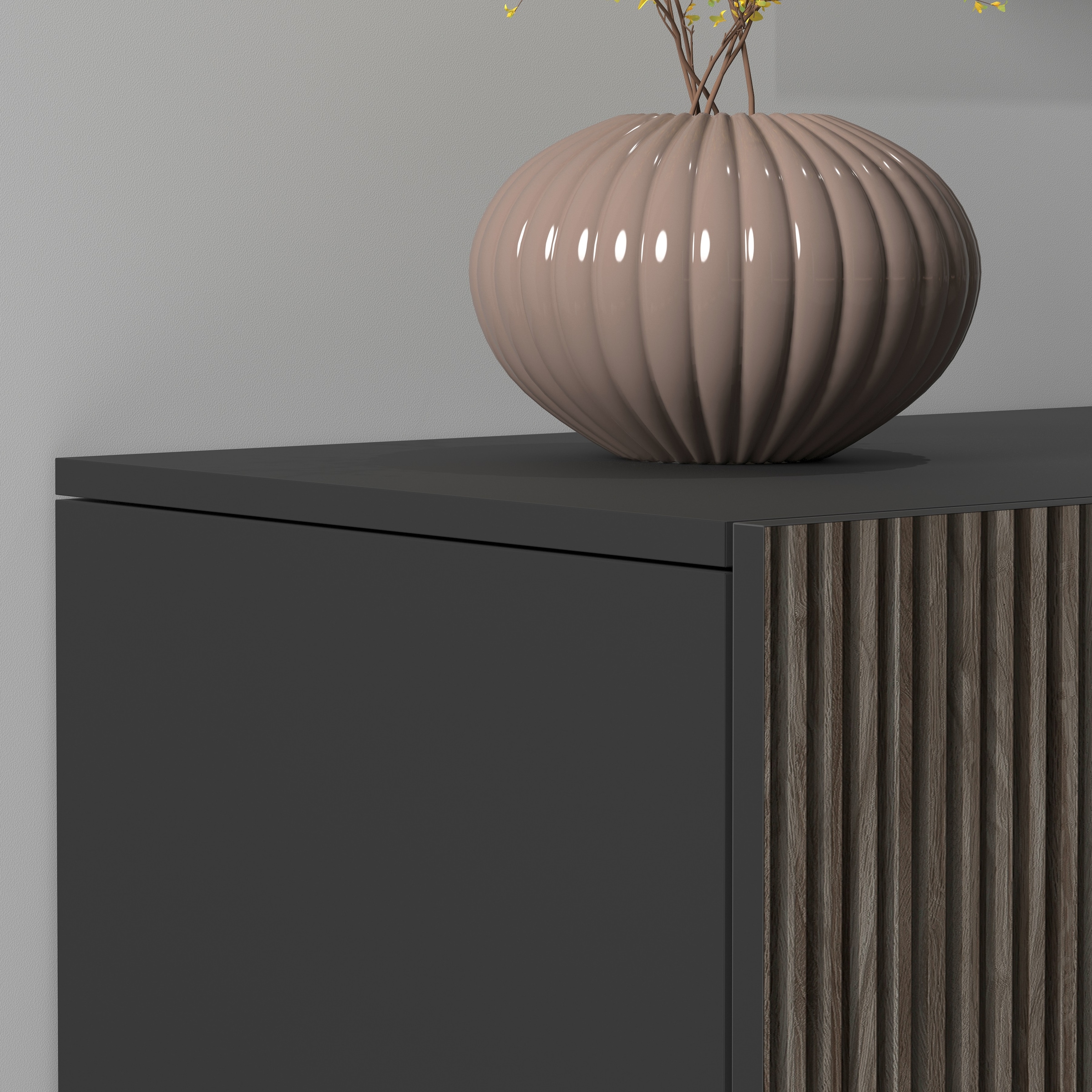 INOSIGN Sideboard »Vega Sideboard,Kommode,220 cm«, mit 4 Türen und 3 Schubladen,Fronten mit Rillen-Optik