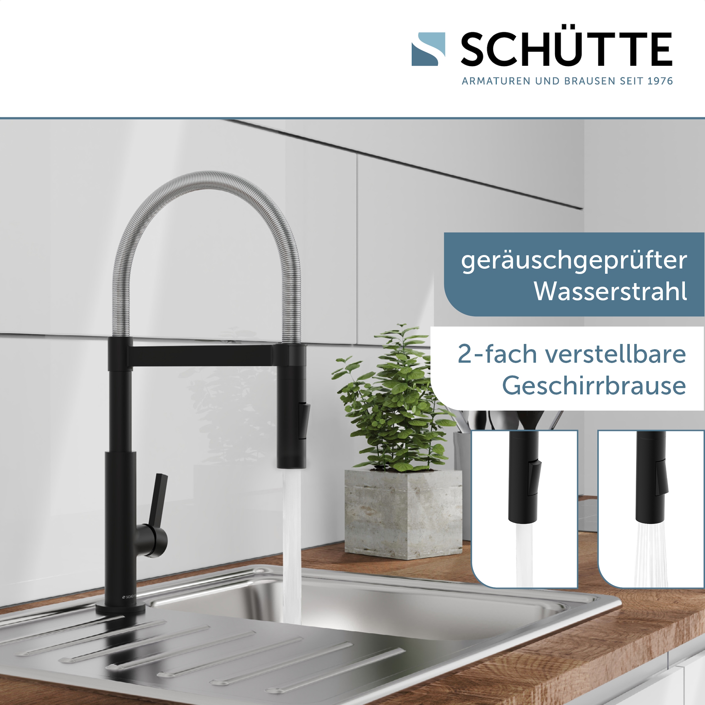 Schütte Robinet d'évier »MIAMI« energiesparende Cold-Start-Funkt., 360° schwenkbar, 2-fach verstellbar