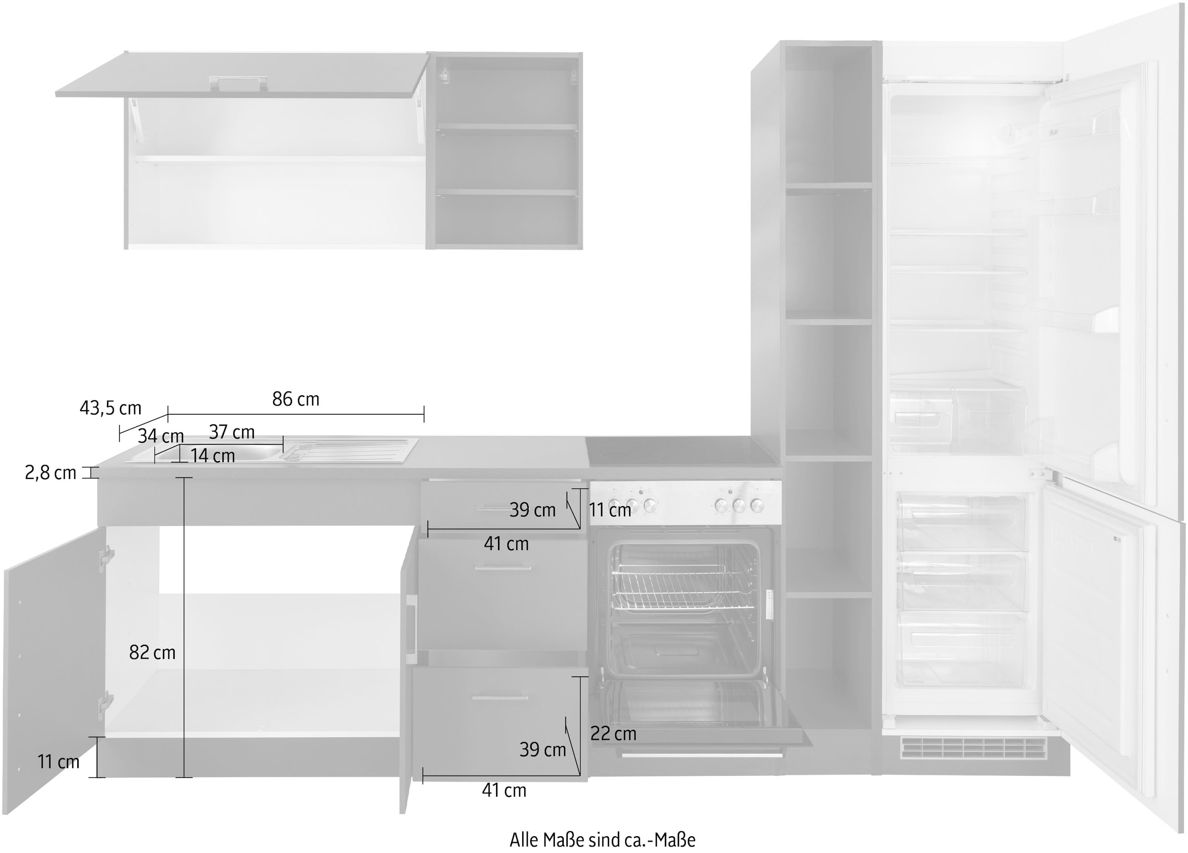KOCHSTATION Kitchenette »KS-Paris â€“ Küchen mit einzigartigen Fotomotiven auf den Fronten« largeur 300 cm, au choix avec appareils électriques, avec impression décorative