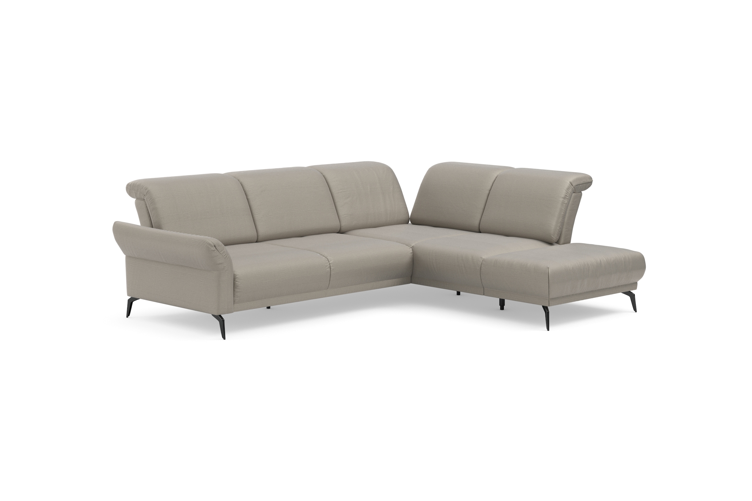 INOSIGN Ecksofa »Coco L-Form«, Sitztiefen-, Arm- und Kopfteilverstellung, Cord-Bezug, Fusshöhe 15 cm
