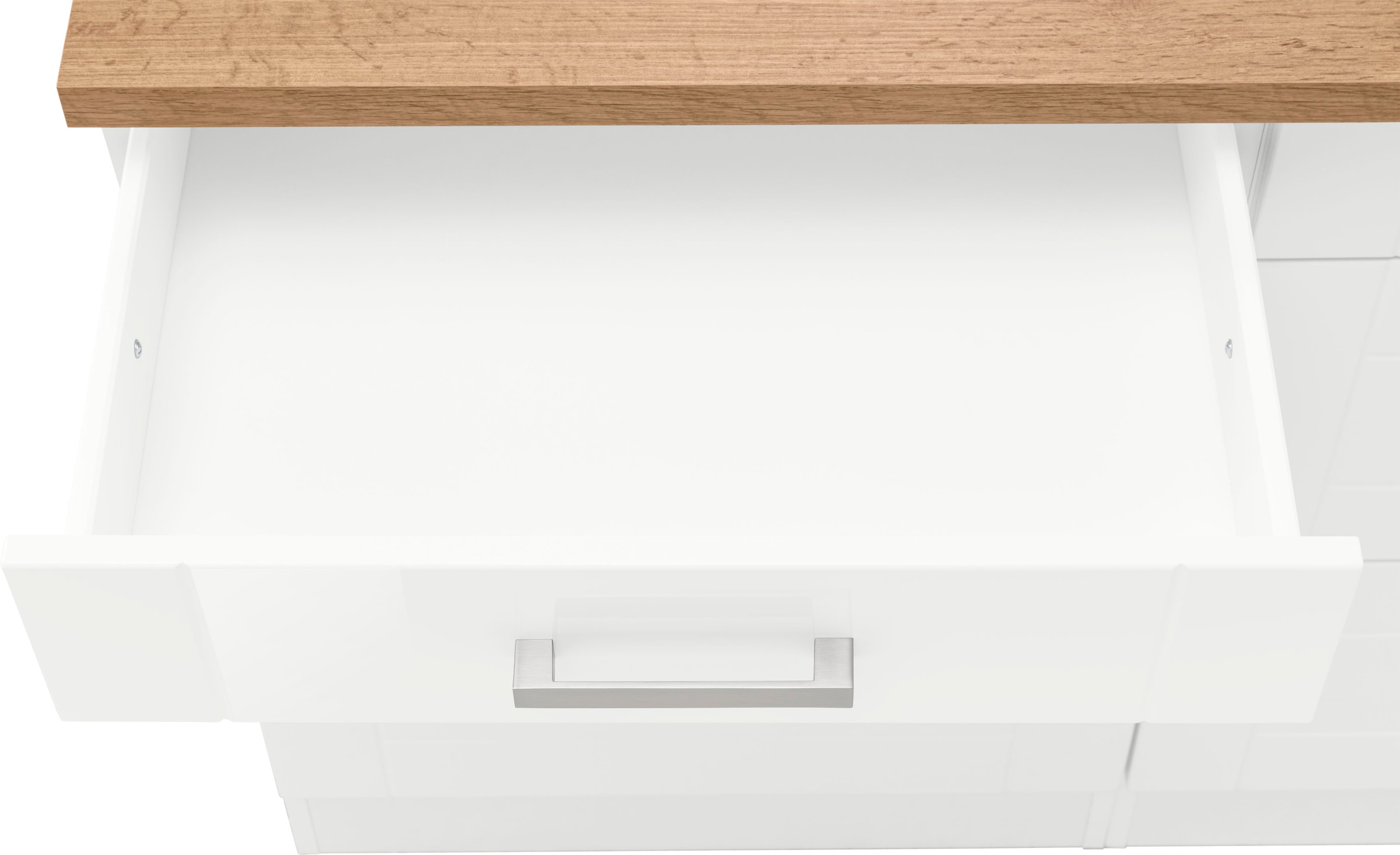 KOCHSTATION Armoire basse »KS-Tinnum« 120 cm de large, poignées métal, façades MDF, avec 2 tiroirs