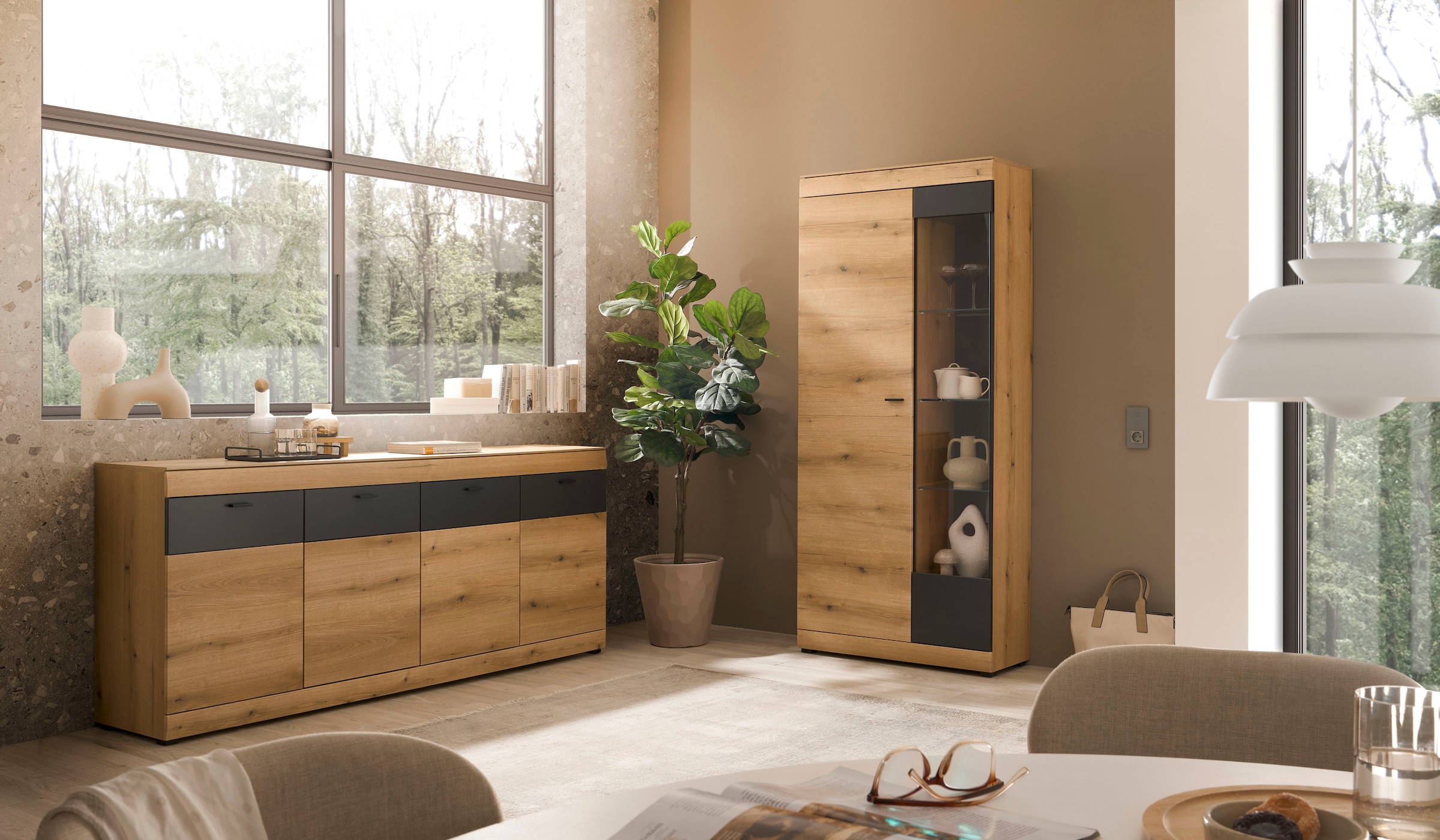 Home affaire Wohnwand »Soleto, zeitlose Anbauwand, Komplettset im modernen Stil« Komplett-Set, 2 Stk. tlg.