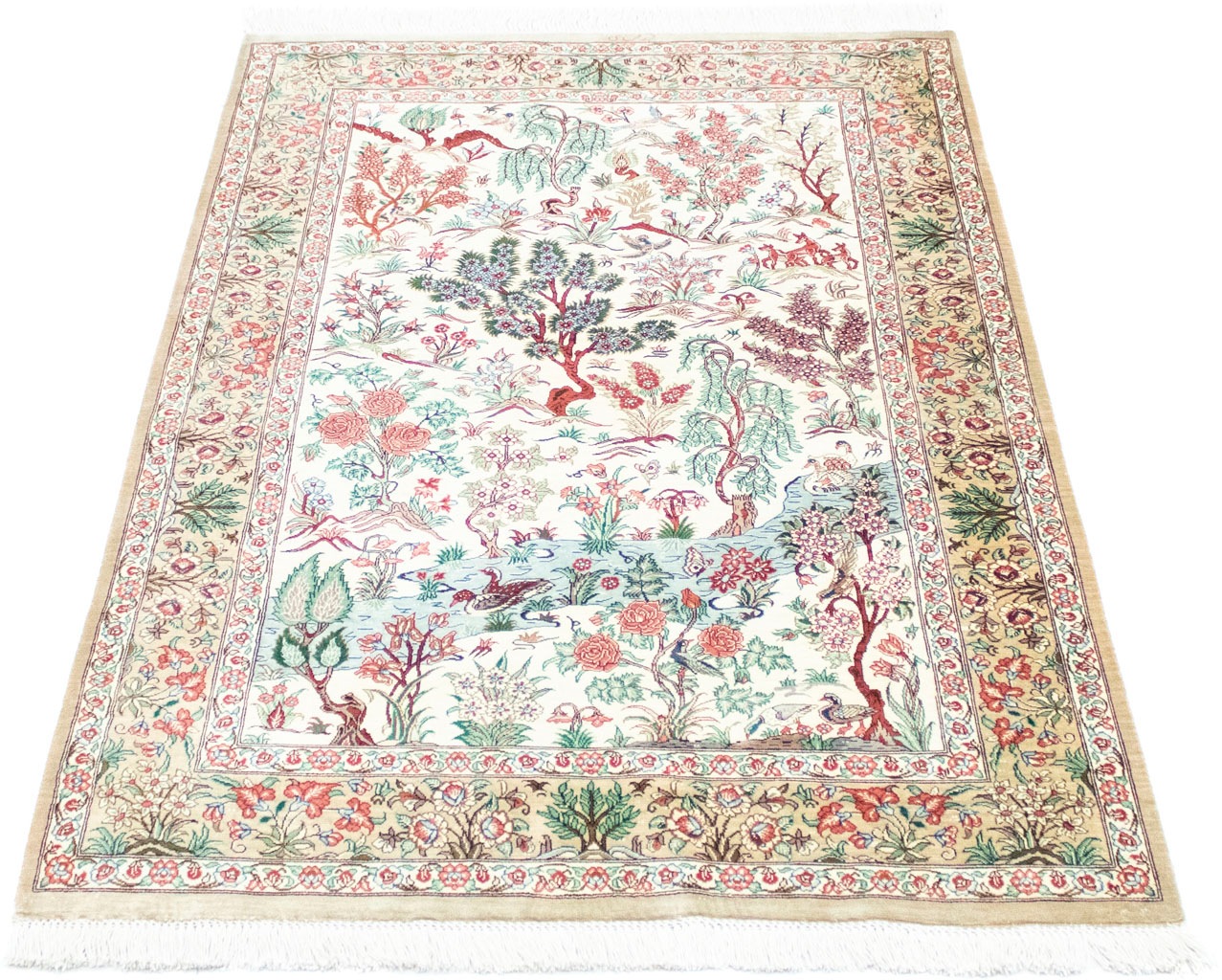 Image of morgenland Teppich »Ghom Seide Teppich handgeknüpft beige«, rechteckig, 2 mm Höhe bei Ackermann Versand Schweiz