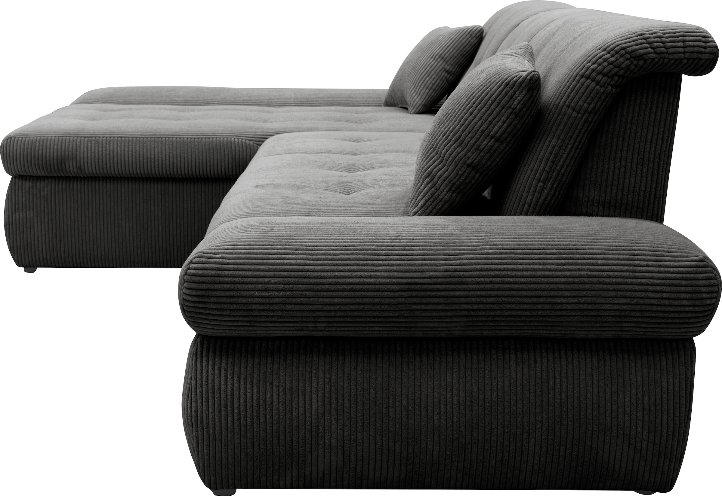 DOMO collection Ecksofa »Moric Luxus - B/T/H 300/172/80 cm, XXL-Format«, L-Form, 140kg Belastung/Sitz, Cord, grau