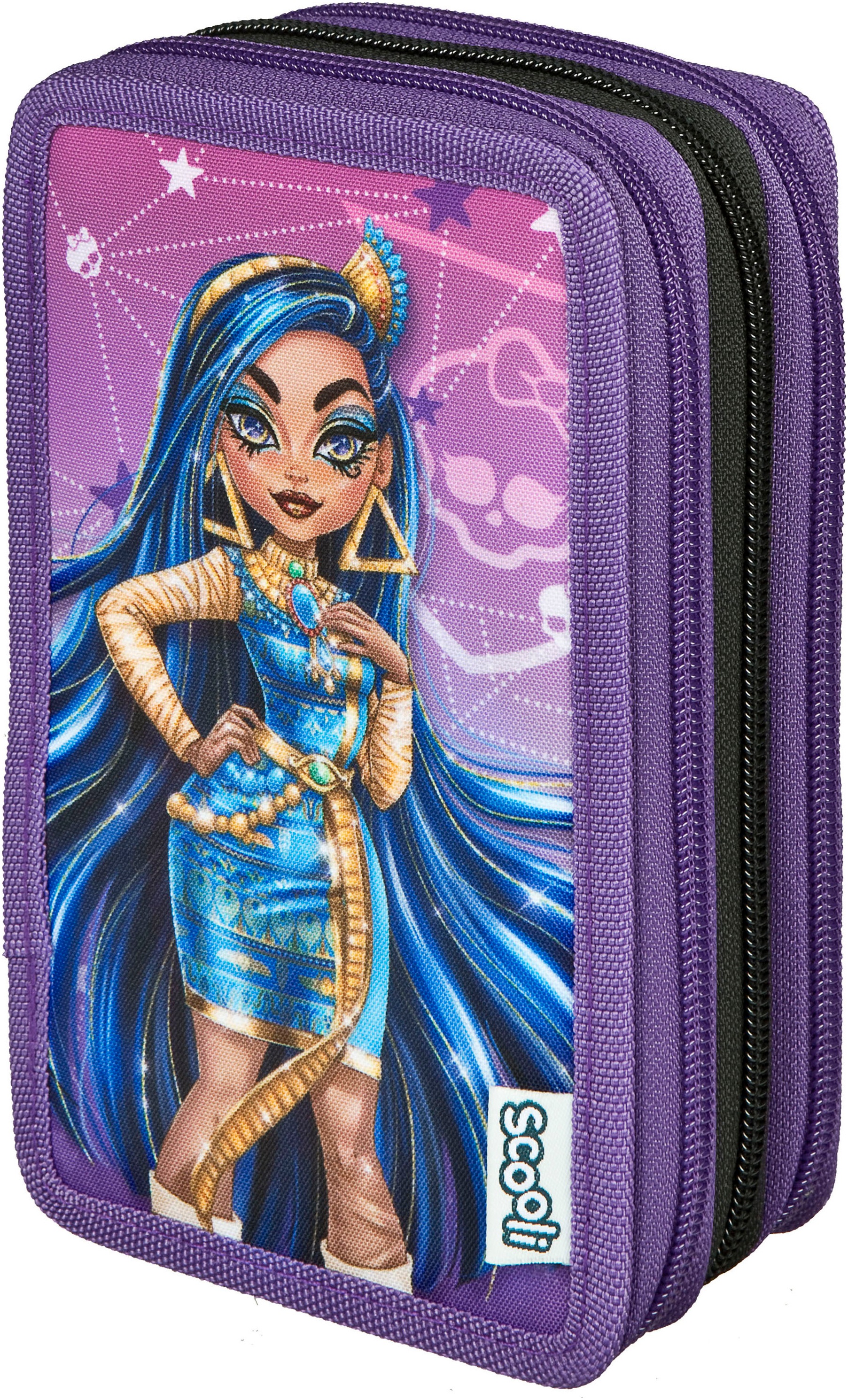 Image of Scooli Federmäppchen "Tripledecker, Monster High" befüllt, inklusive Geodreieck