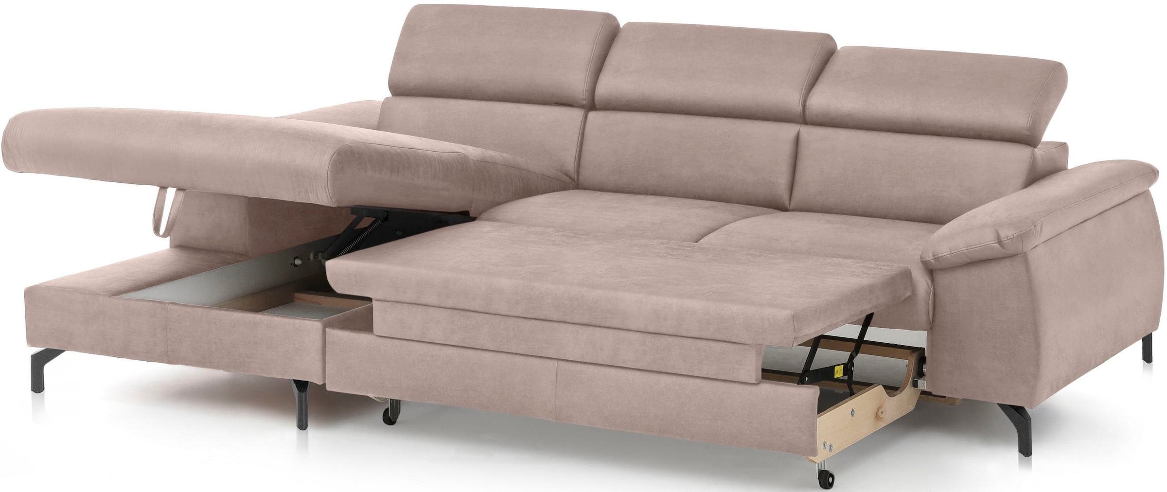 COTTA Polstergarnitur »Komaris L-Form«, (Set), Set bestehend aus: Ecksofa mit Kopfteilverstellung & Hocker