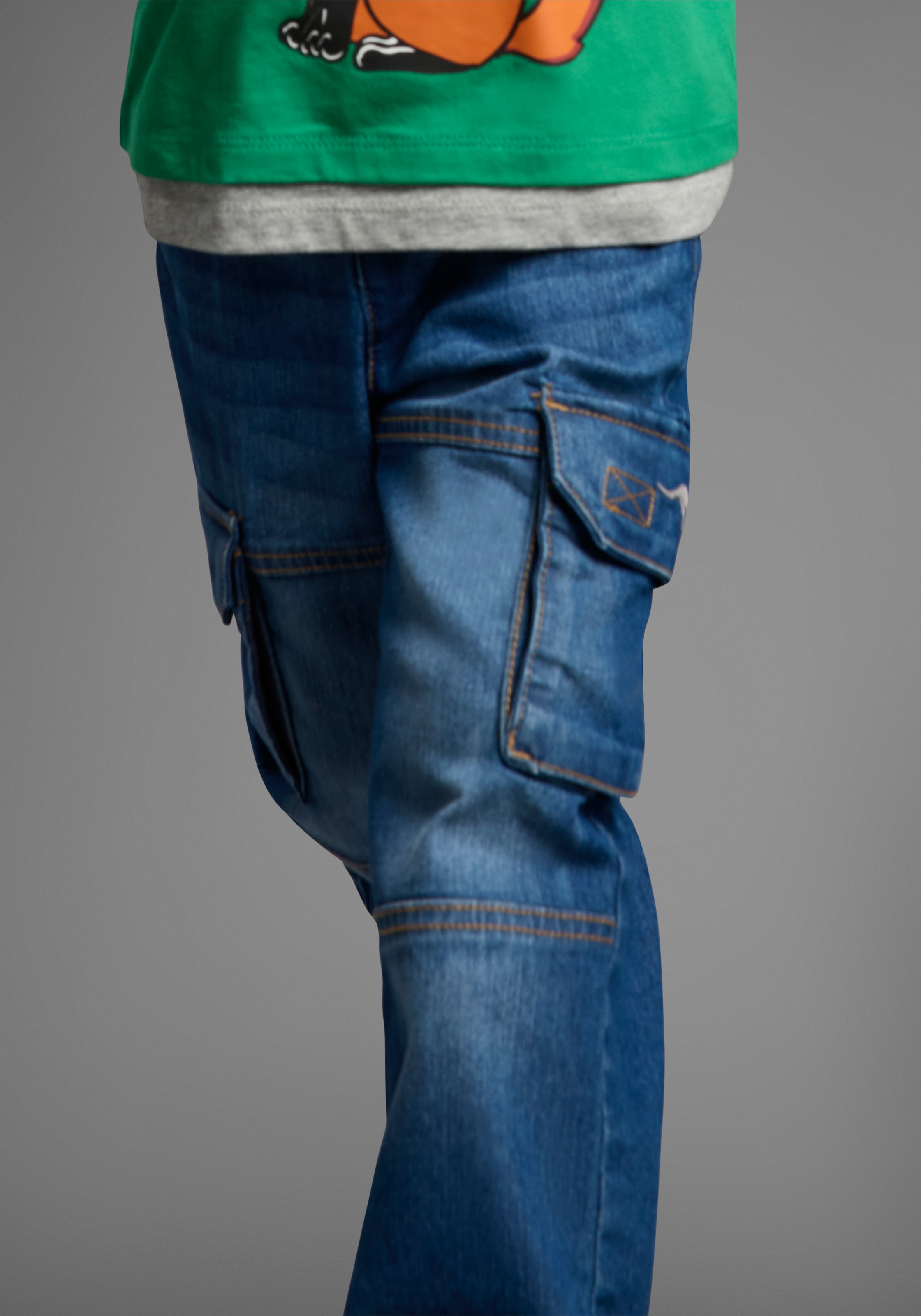 KangaROOS Schlupfjeans »Cargo-Jeans für kleine Jungen«, Stretchjeans mit coolen Cargotaschen