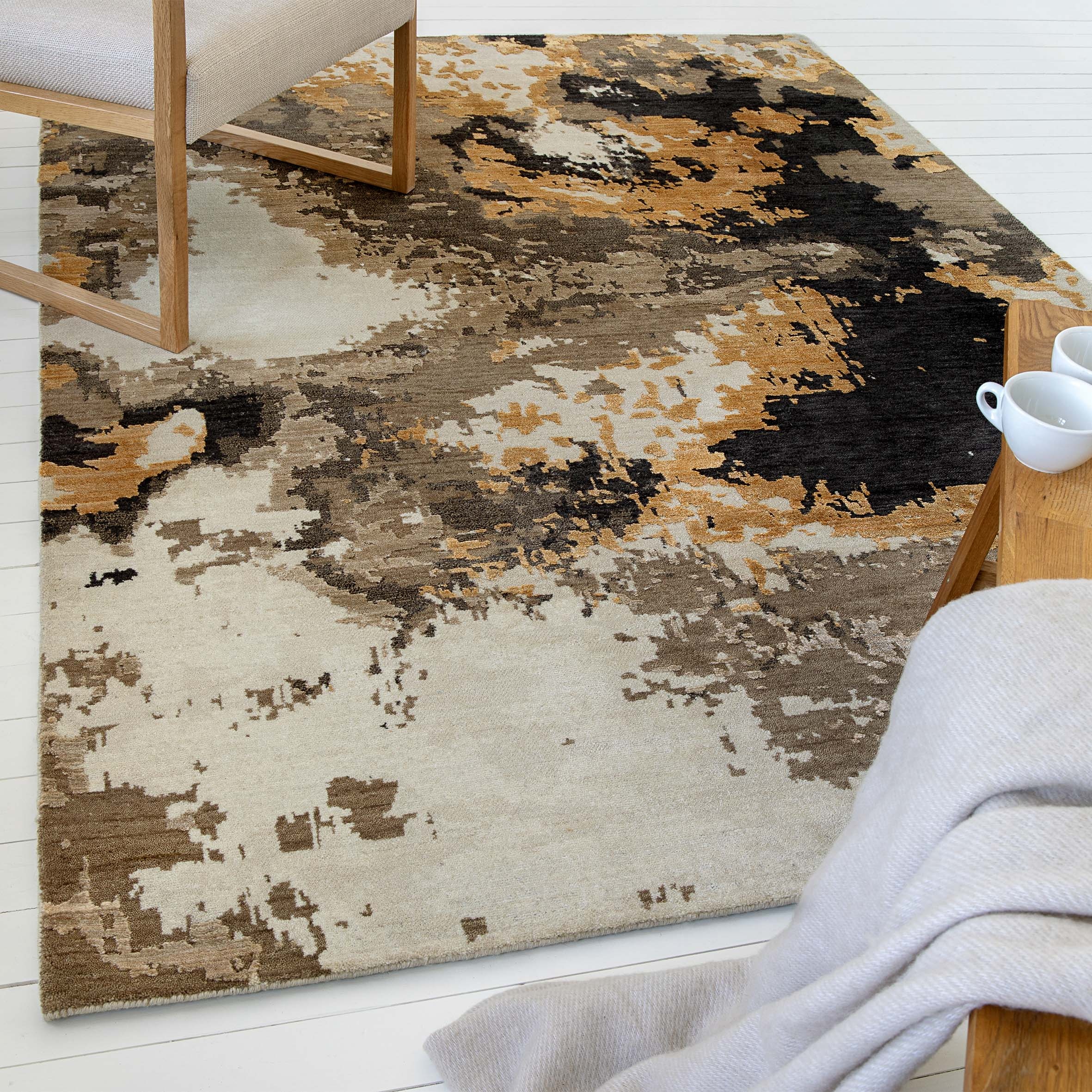 Image of GOODproduct Teppich "Orin" rechteckig 6 mm Höhe Kurzflor, 80 % Wolle und Viskose, handgewebt, weich, Schlafzimmer