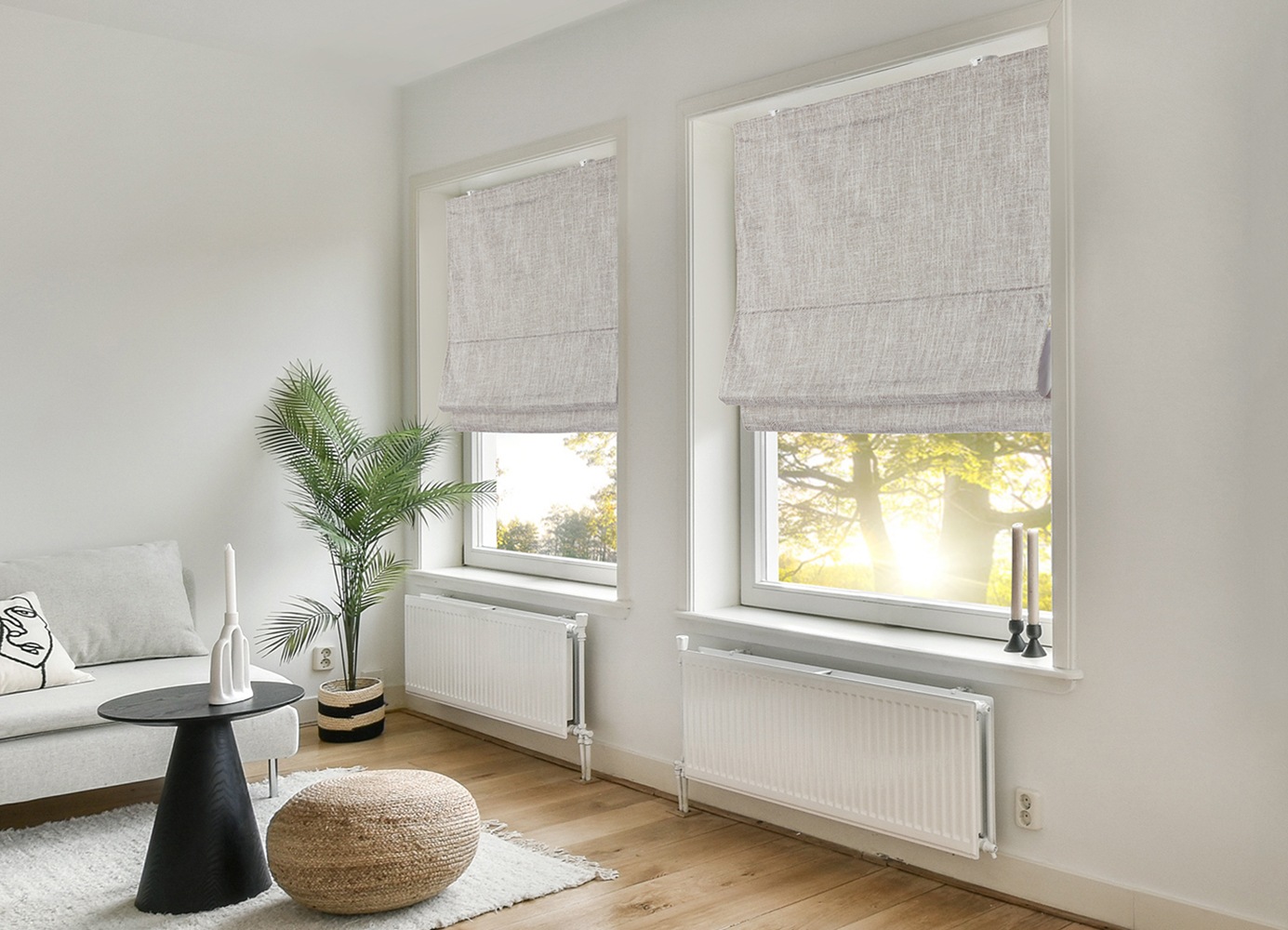 GOODproduct Rollo »RIOLA« Lichtschutz Blendschutz | Sichtschutz | Verdunkelung ohne Bohren freihängend Faltrollo in trendiger Leinenoptik, Lichtschutz, NEUHEIT!