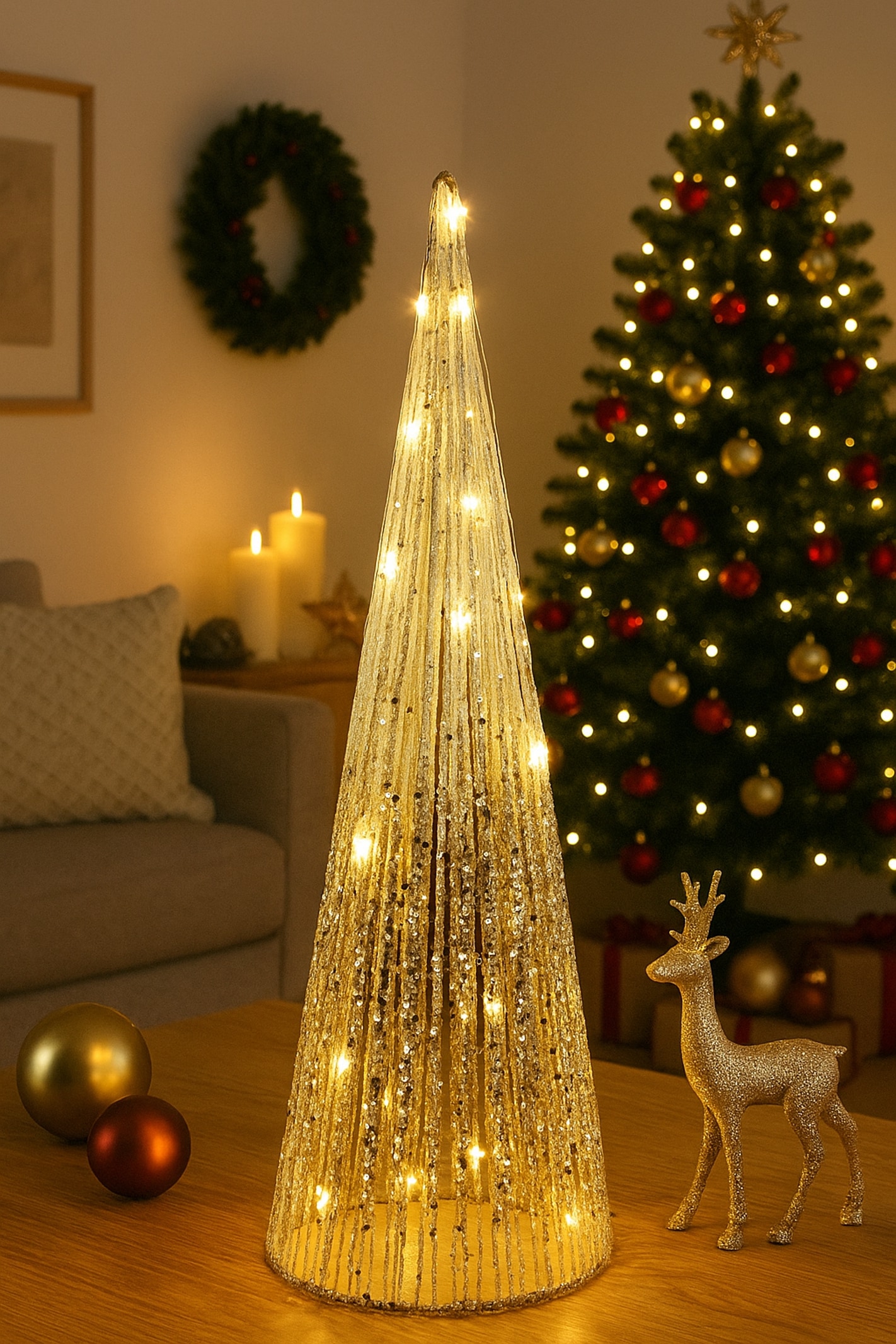 I.GE.A. Figurine décorative LED »LED-Weihnachtspyramide« avec minuterie pyramide lumineuse sapin de Noël décoration de Noël