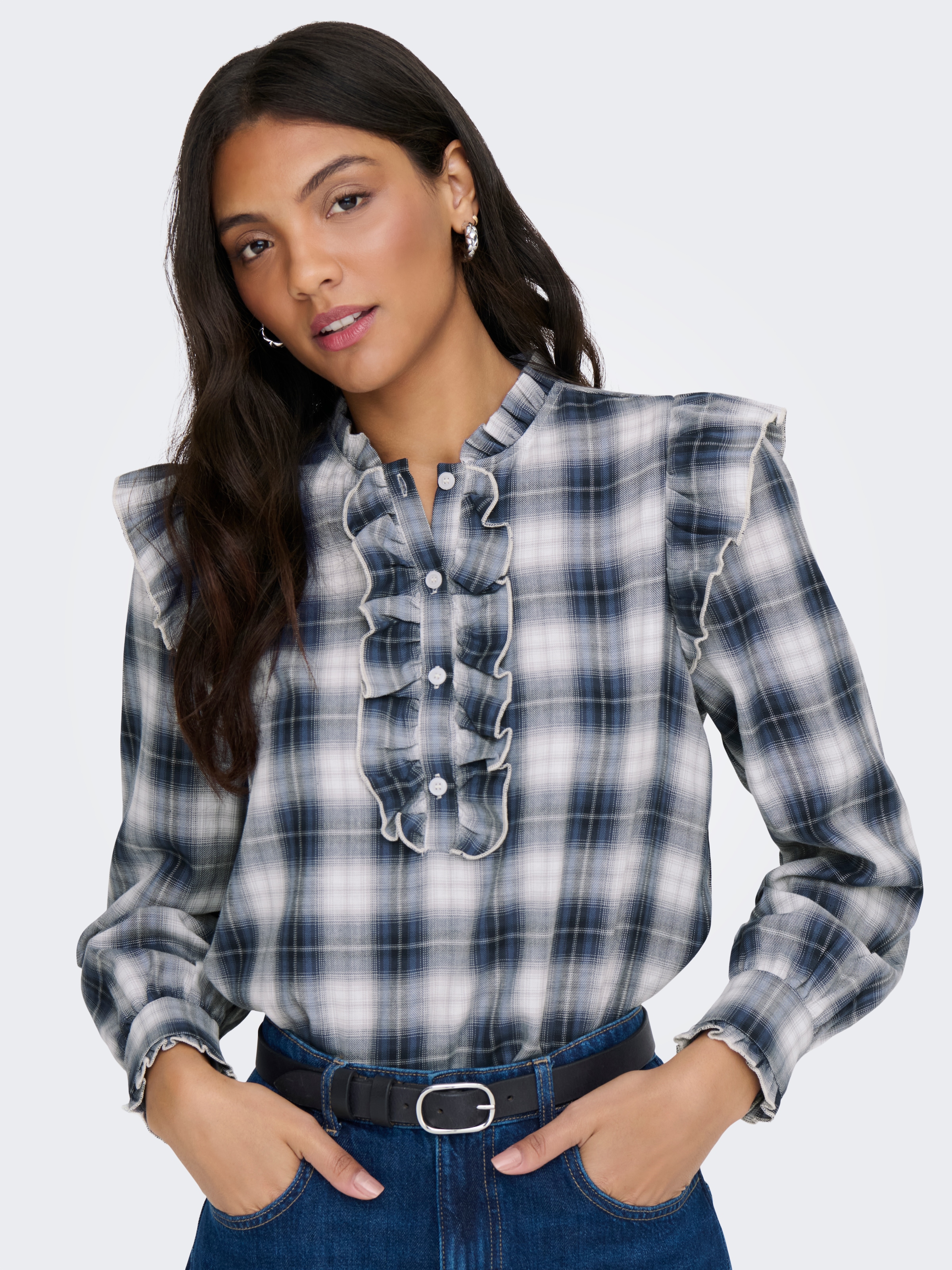 ONLY Blouse à manches longues »ONLFIGA L/S FLOUNCE TOP WVN«