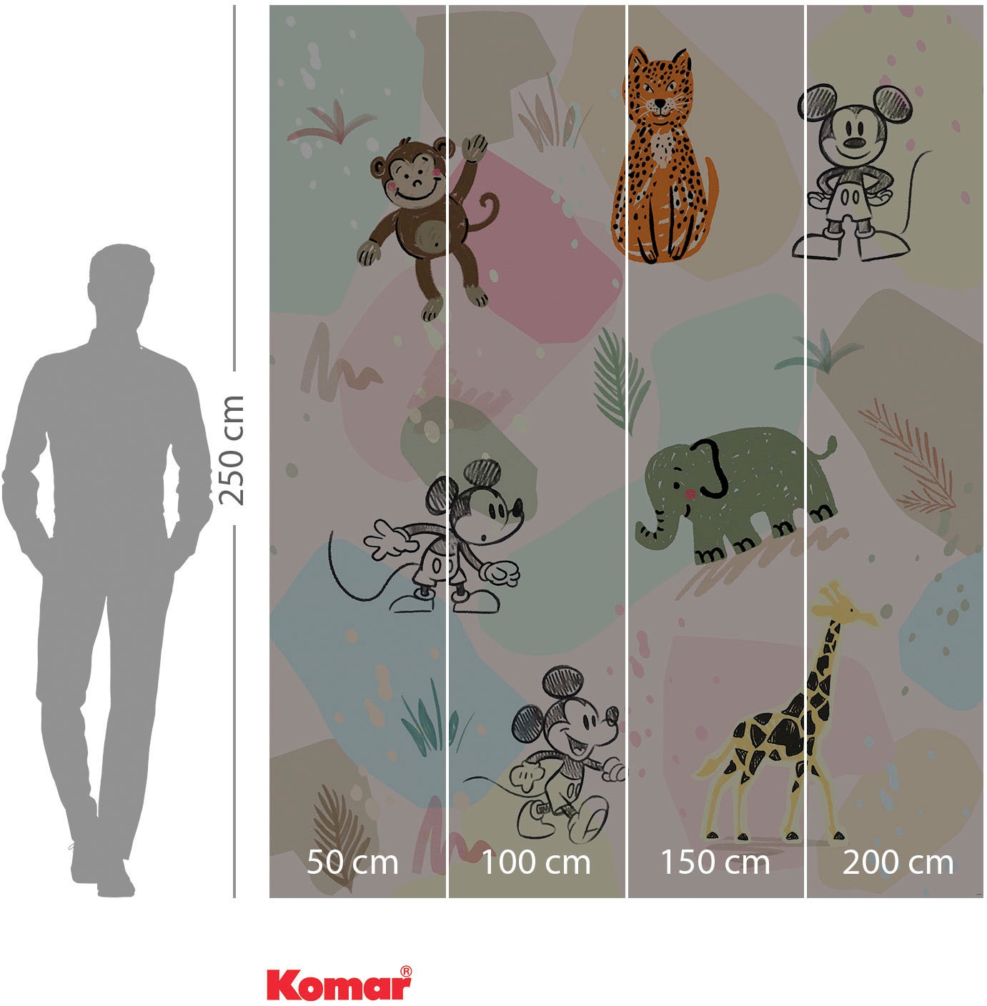 Komar Fototapete »Digitaldruck Vlies - Mickey Safari - Grösse 200 x 250 cm«, bedruckt, Kinderzimmer