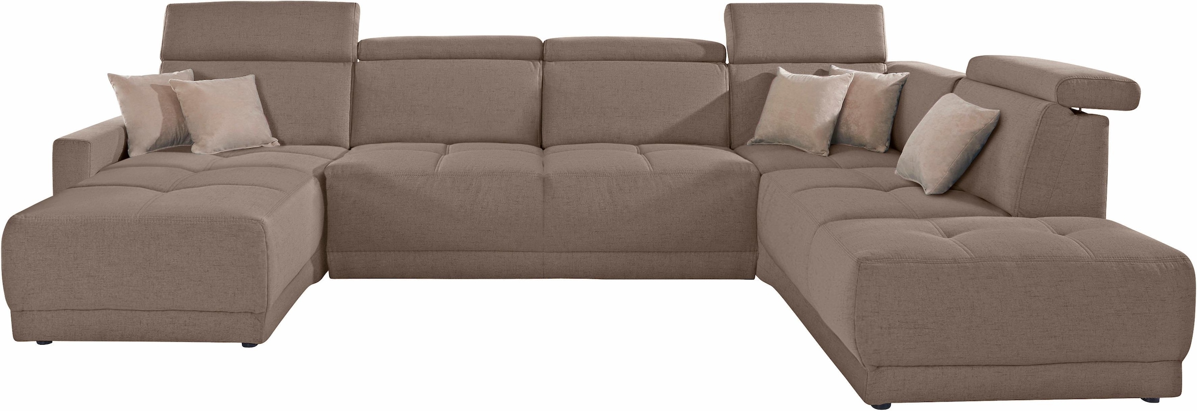 DOMO collection Wohnlandschaft »Ava moderne Sitzheftung mit toller Doppelnaht, komfortabel, U-Form«, mit Federkern, wahlweise mit Kopfteilverstellungen