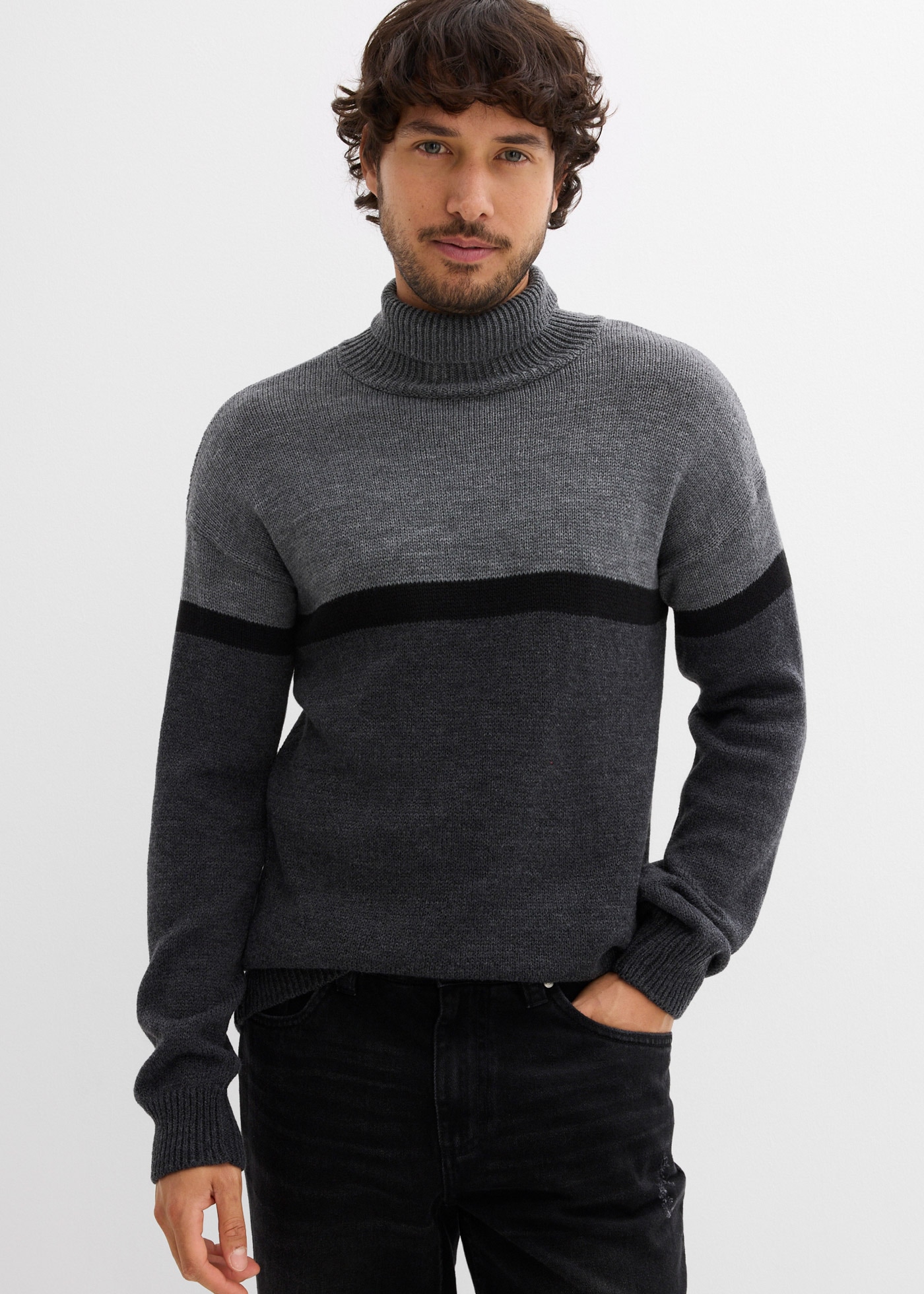 Image of bonprix Rollkragenpullover Regular Fit, Colorblocking Look