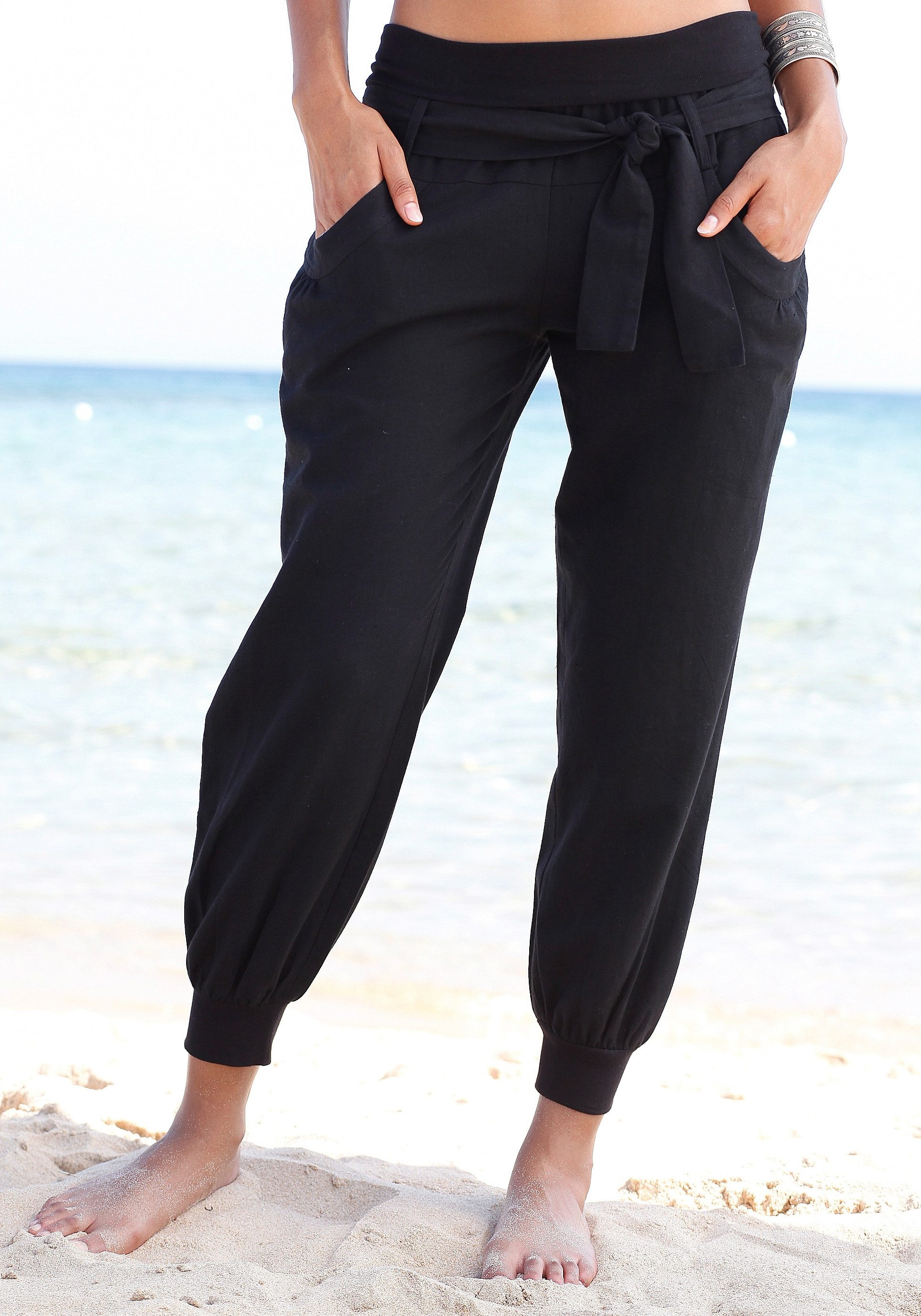 Buffalo Strandhose aus Leinen-Mix, Leinenhose, leichte Sommerhose, Strandmode