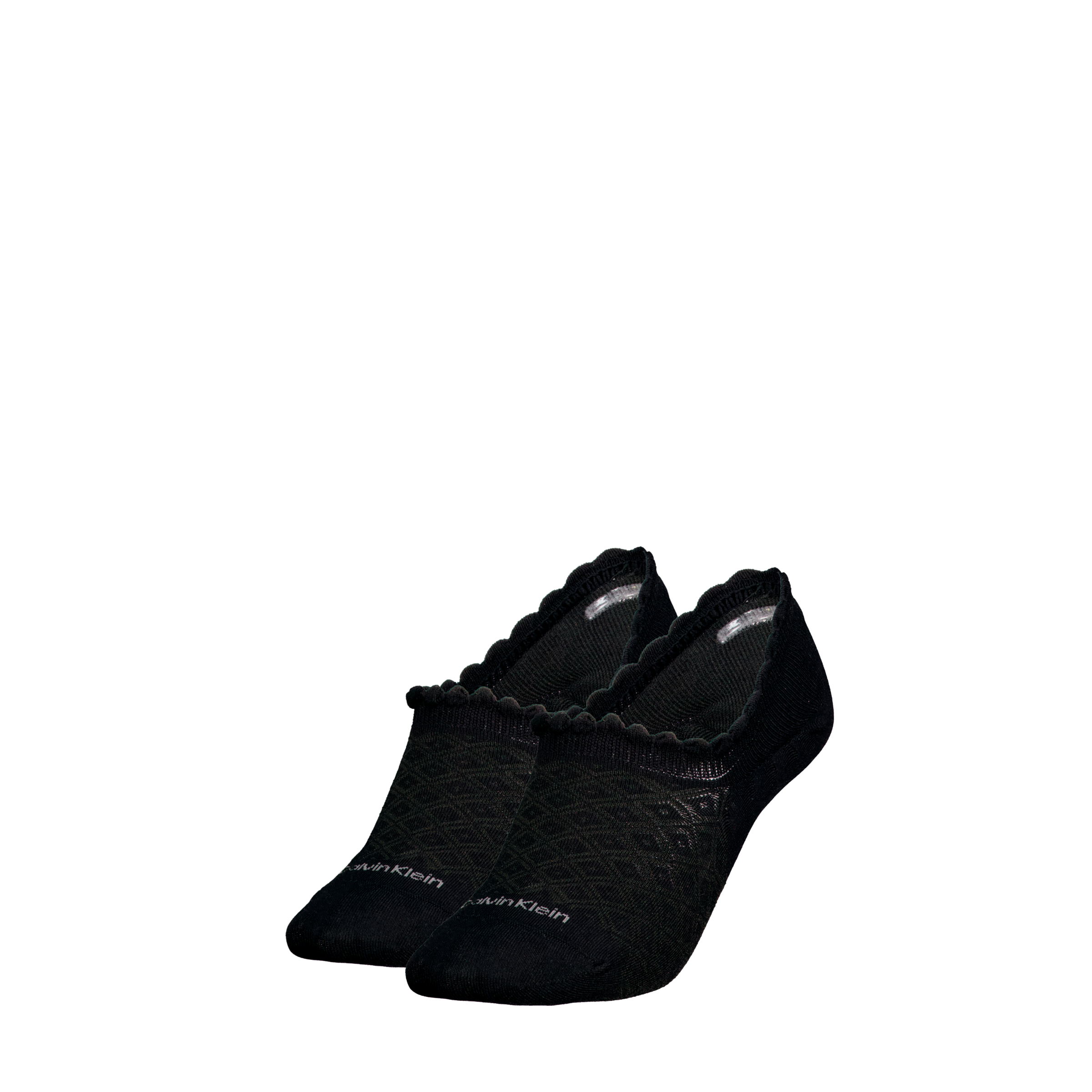 Calvin Klein Jeans Füsslinge »CK WOMEN FOOTIE HIGH CUT 2P DIAMOND«, (2 Paar), Mit gewelltem Rand und tollem Muster