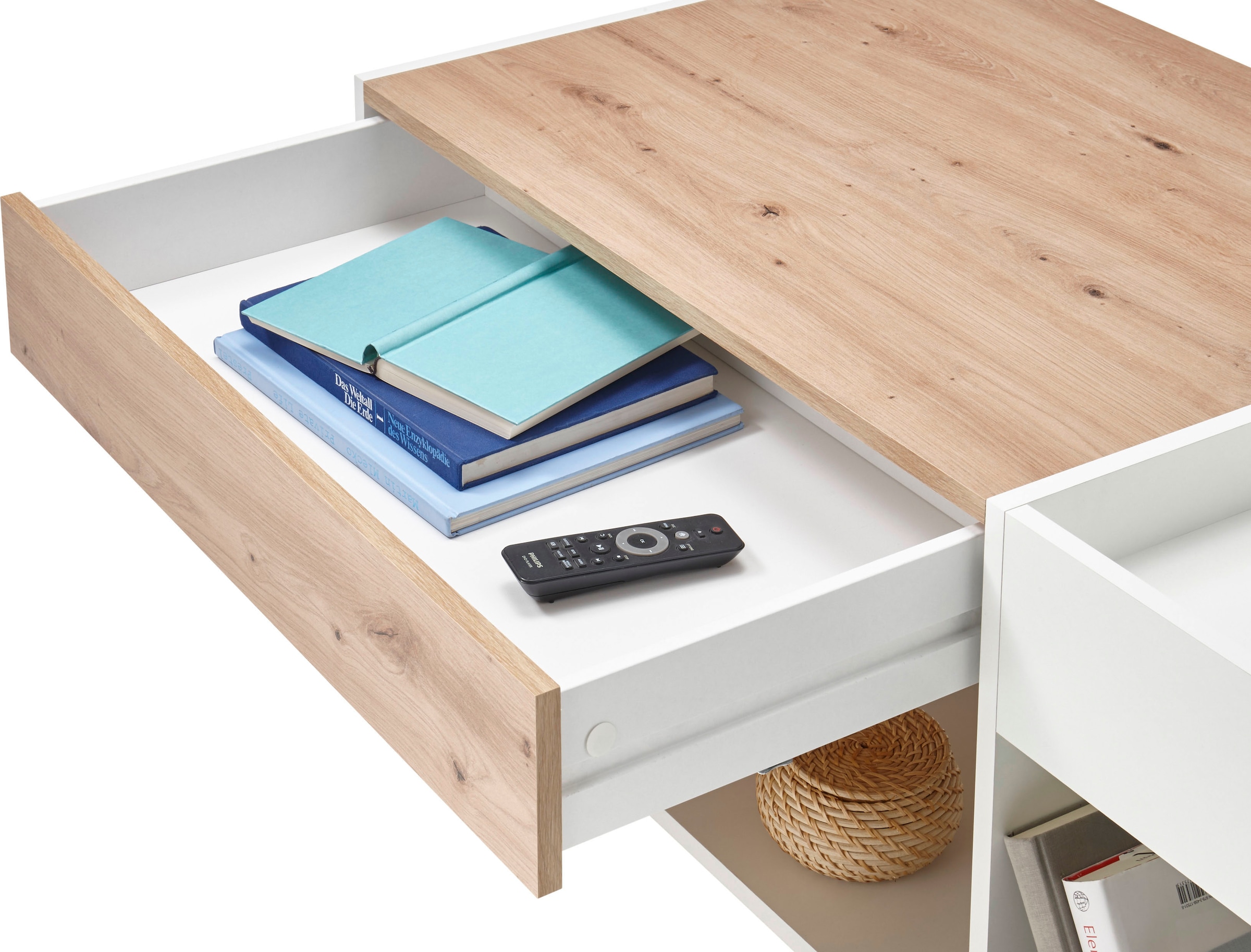 Stolkom Table basse »Emil« rollbar, Tisch mit Schubkasten mit push to open