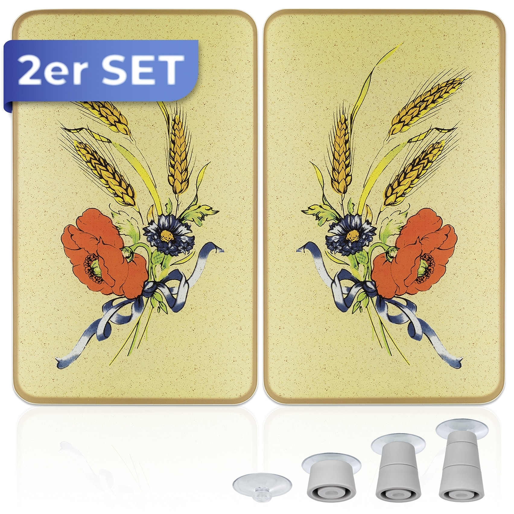 Maximex Herd-Abdeckplatte »Universal Modell Kornblumen«, (Set, 2 tlg.), Herdabdeckung für alle Herdarten, kratzfest, mit rutschfesten Füssen