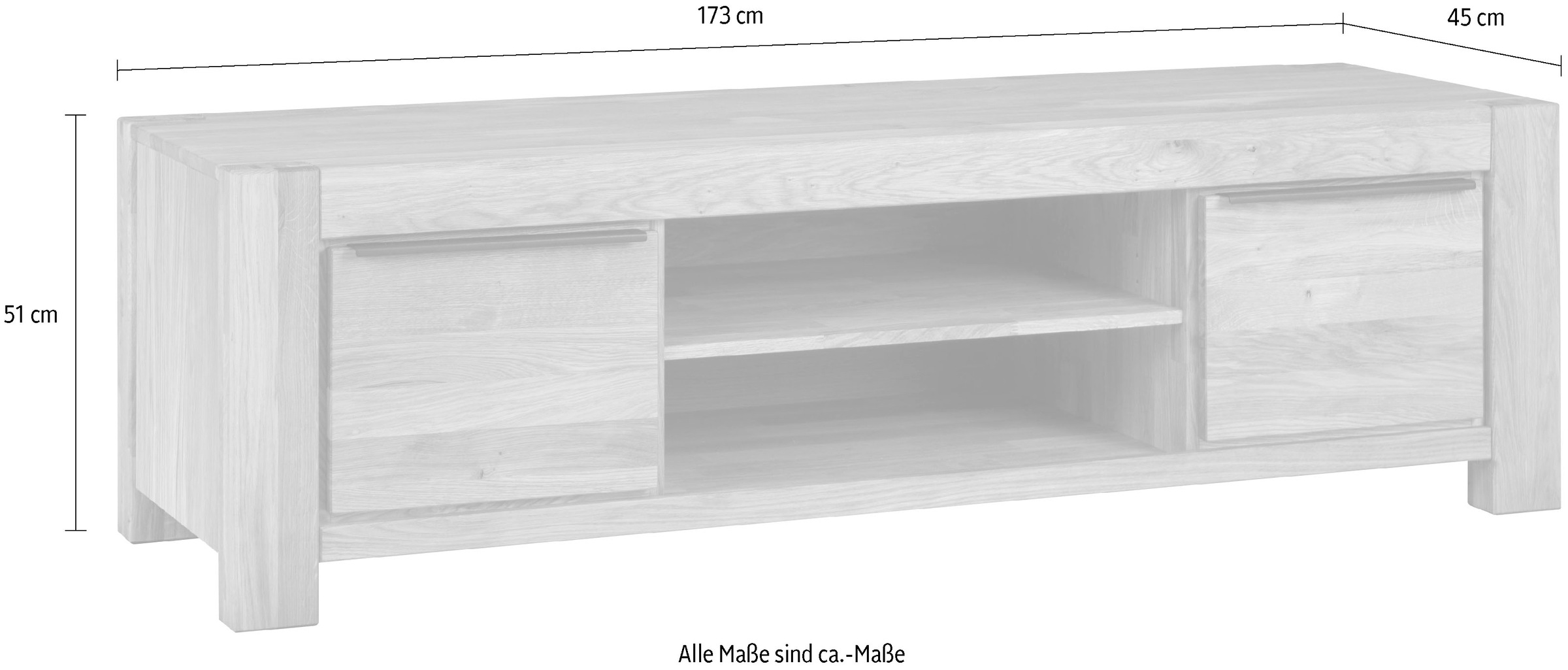 Home affaire Lowboard 2 offene Fächer, holztür inkl. Dämpfer,