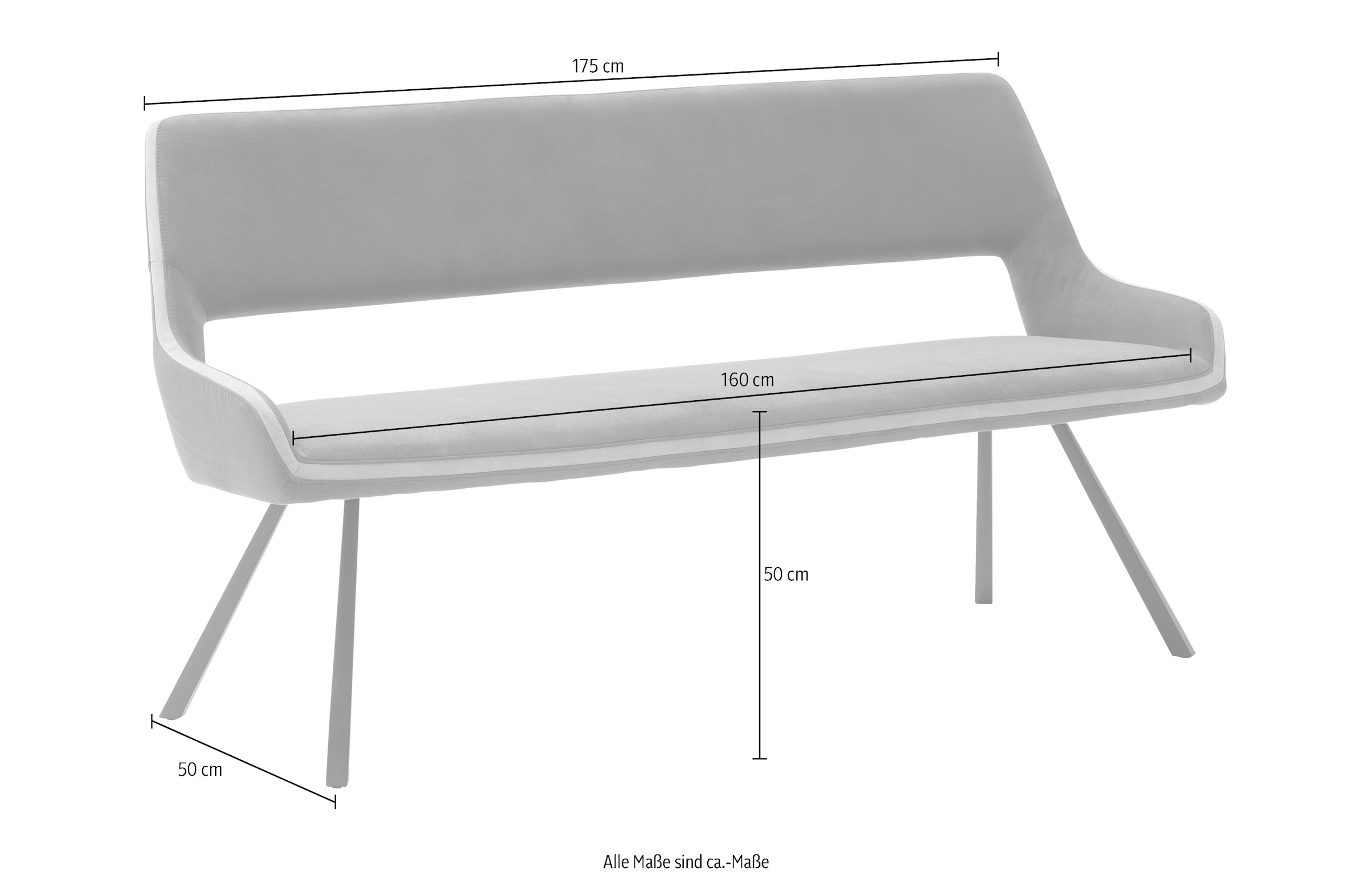 MCA furniture Sitzbank »Bayonne«, bis 280 kg belastbar, Sitzhöhe 50 cm,  wahlweise 155 cm-175 cm breite günstig kaufen | Polsterbänke