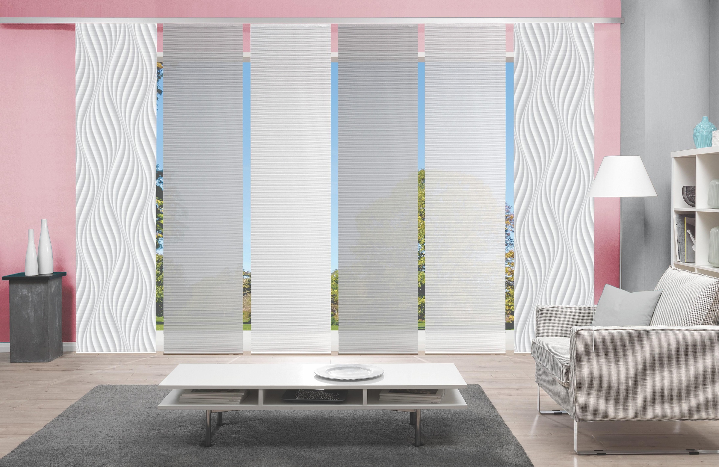 Image of Vision S Schiebegardine "6ER SET WAVE" Paneelwagen 6 Stk. tlg. HxB: 260x60, Schiebevorhang 6er Set Digitaldruck