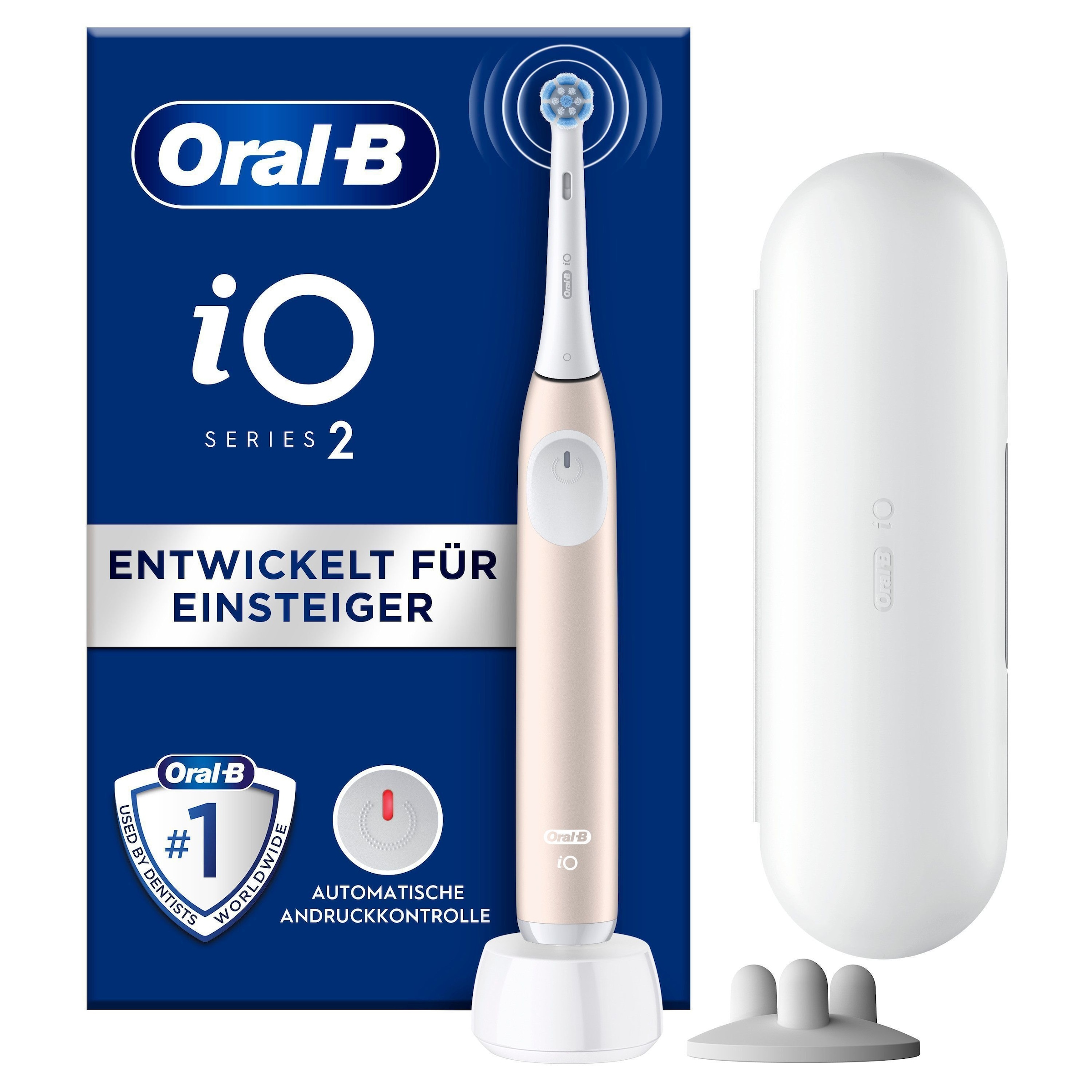 Oral-B Elektrische Zahnbürste »iO Series 2« 1 Stk. Aufsteckbürsten für die sanfte Reinigung, Reise-Etui, Aufsteckbürstenhalter