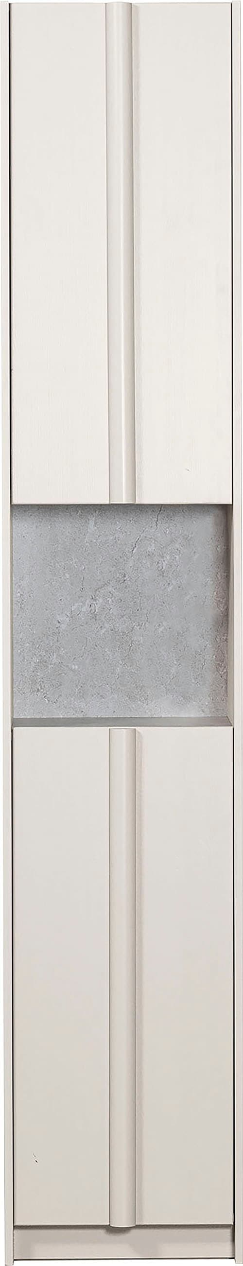 Image of WOOOD Vitrine "Basu Smalle Hochschrank" 2 Türen, 1 Schublade, H 210 cm x B 40 cm