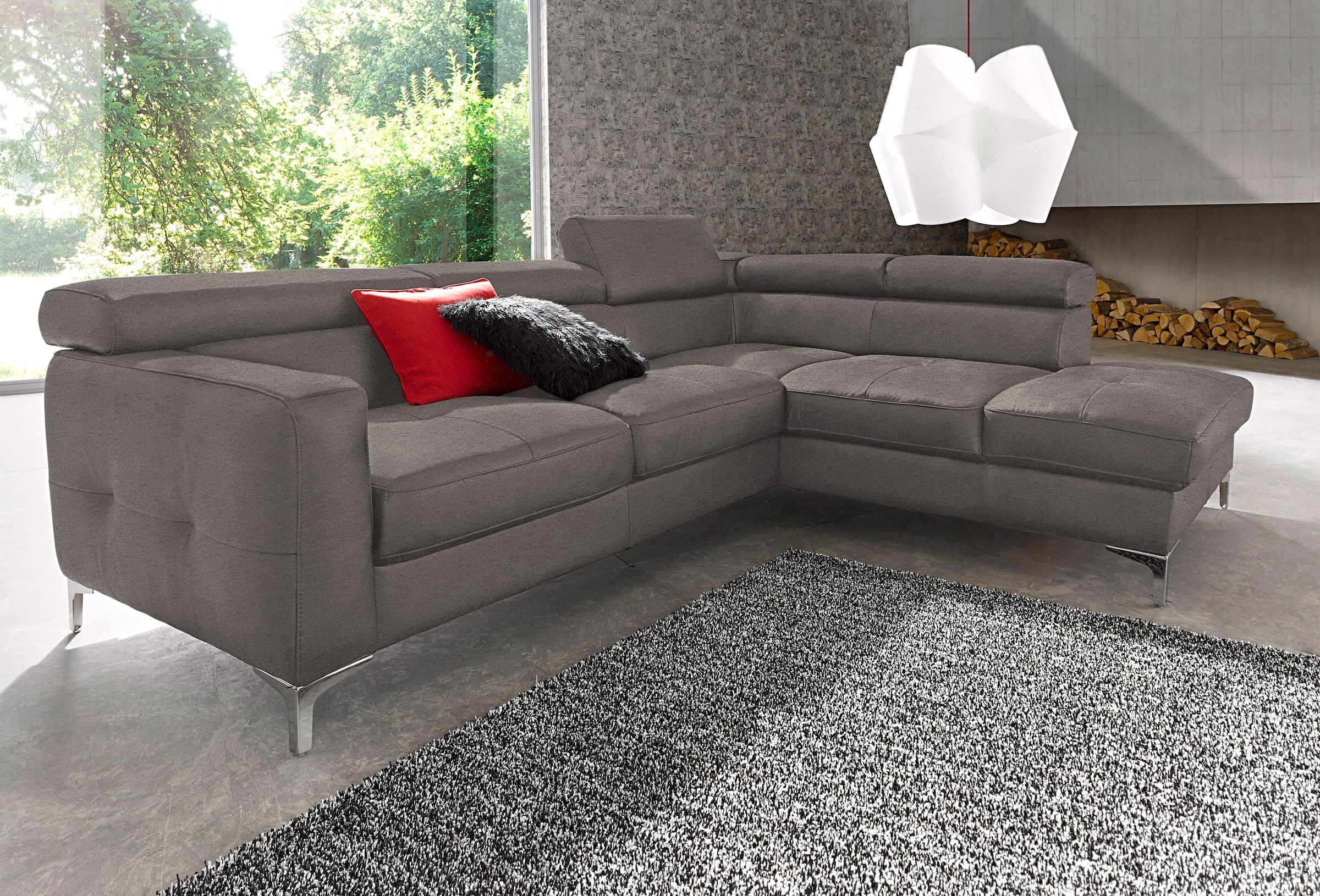 COTTA Canapé d'angle »Sammy L-Form« mit Kopfteilverstellung, wahlweise mit Bettfunktion & Bettkasten